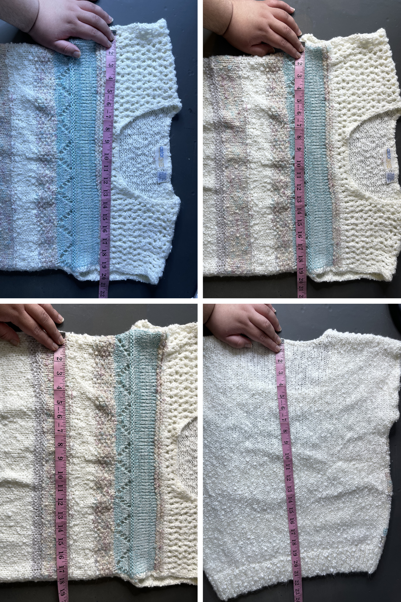 Vintage 90s Cream Pastel Chunky Popcorn Style Knit Sweater Vest Sz M