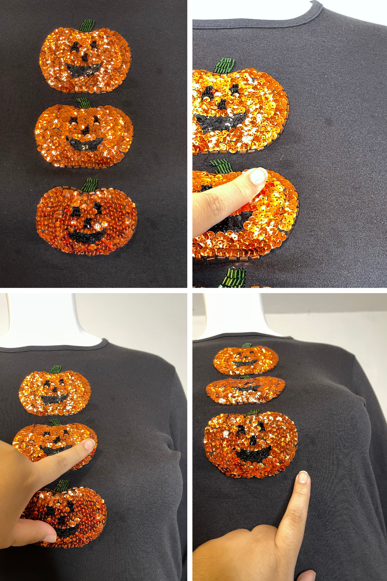 2000s Halloween Sequin Pumpkin Long Sleeve Sz L /XL