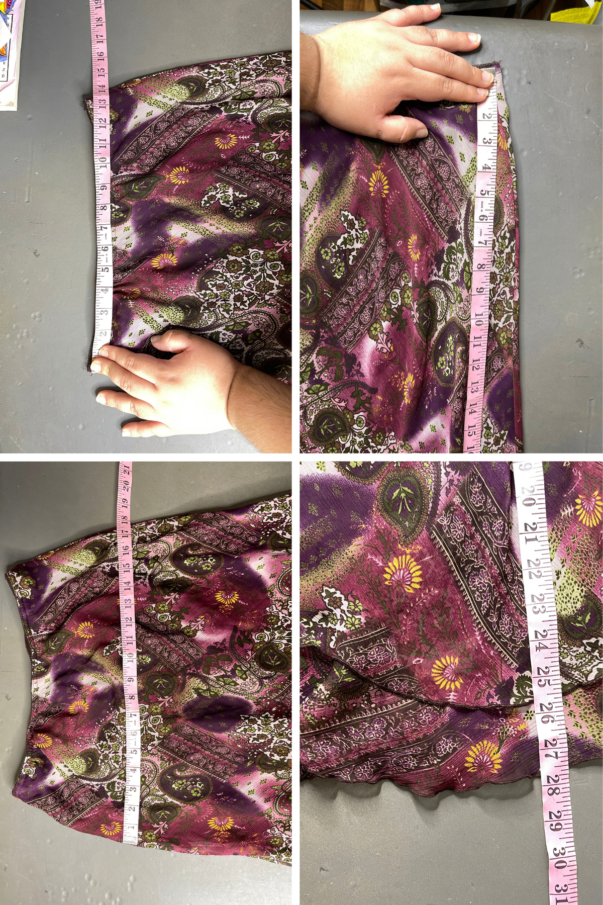 2000s Purple Paisley Print Midi Skirt Sz M