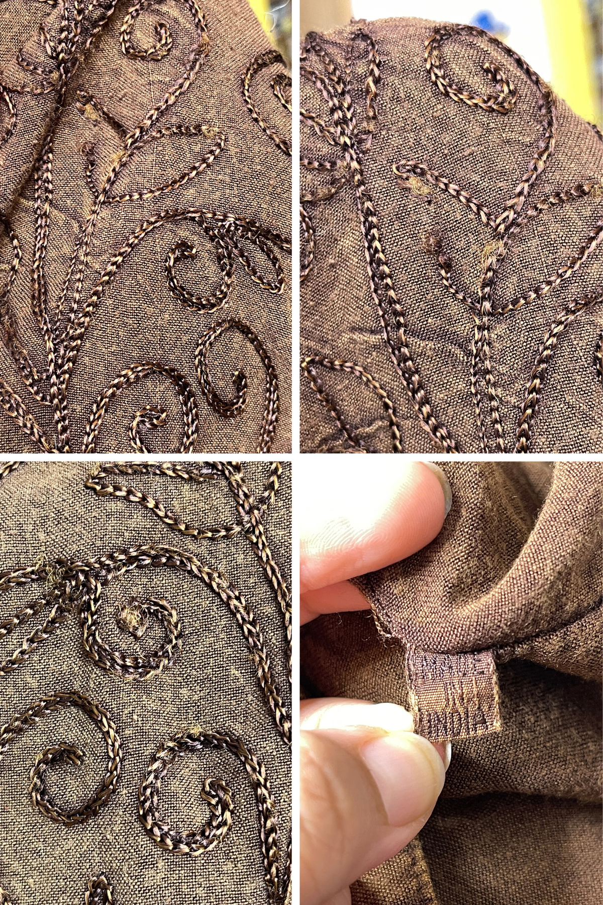 Brown Embroidered Hippie Fairy Style Vest Sz M