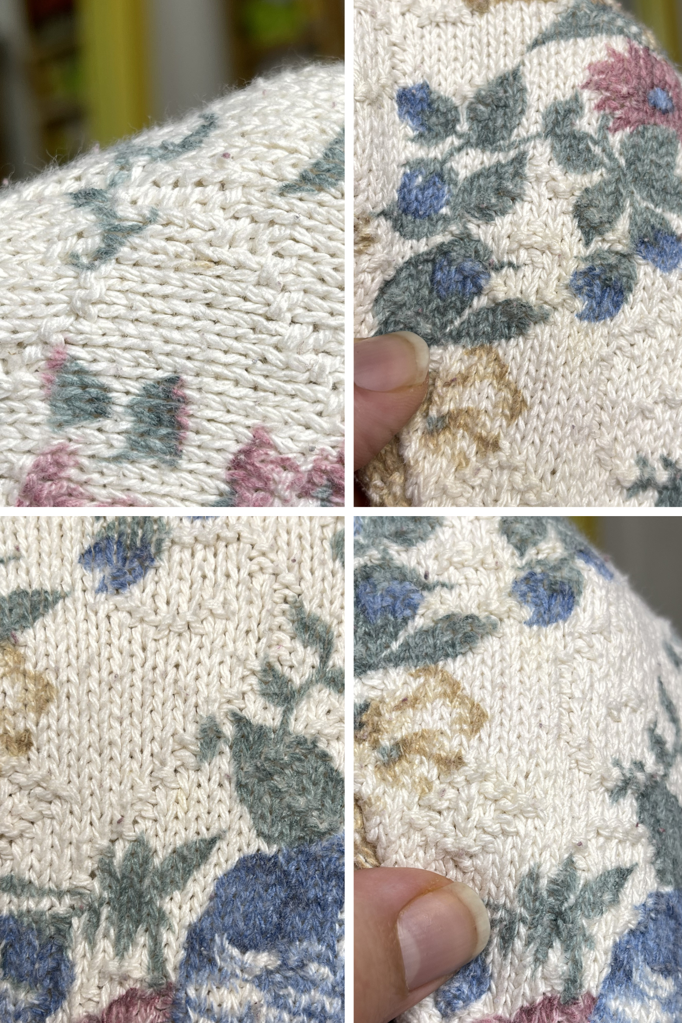 Vintage 90s Faded Floral Grandma Couch Oversized Knit Sweater Sz S