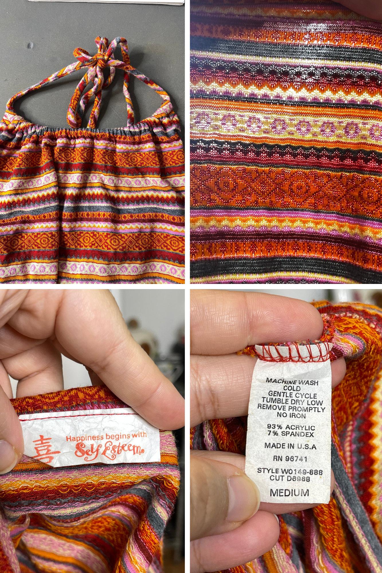2000s Self Esteem Funky Print Halter Top Sz M