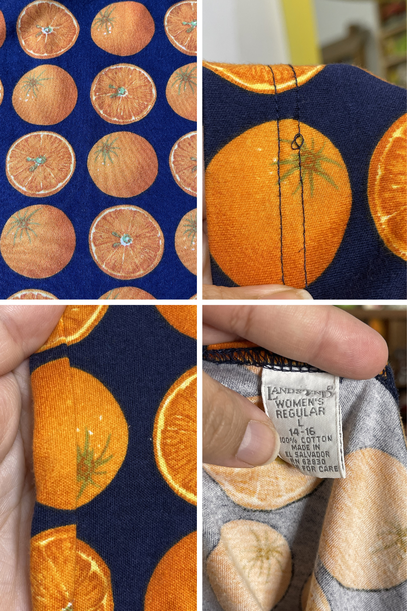 Vintage Oranges Fruit Print Tank Top Sz L