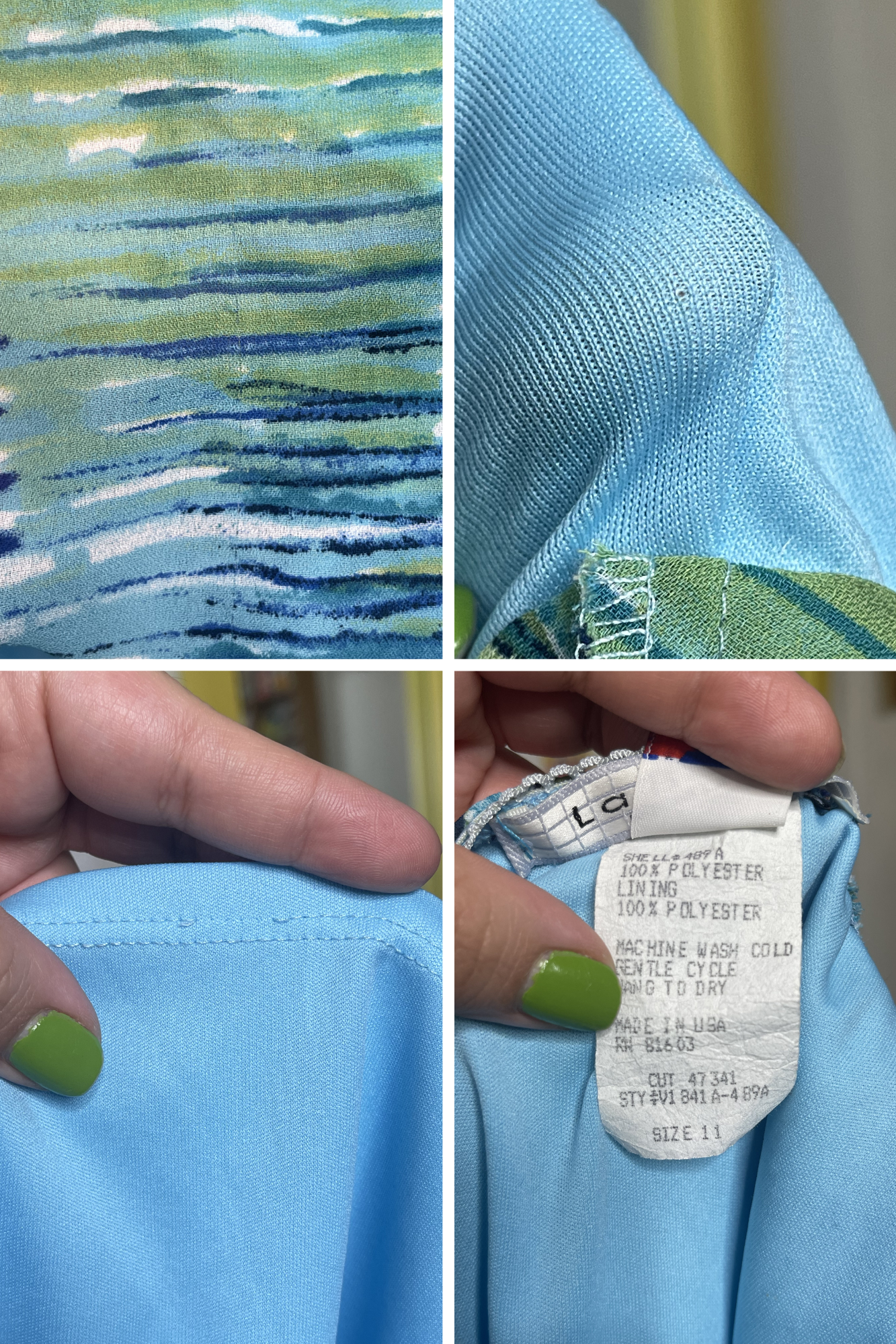 Vintage 90s Funky Striped Abstract  Print Midi Skirt Sz M/L