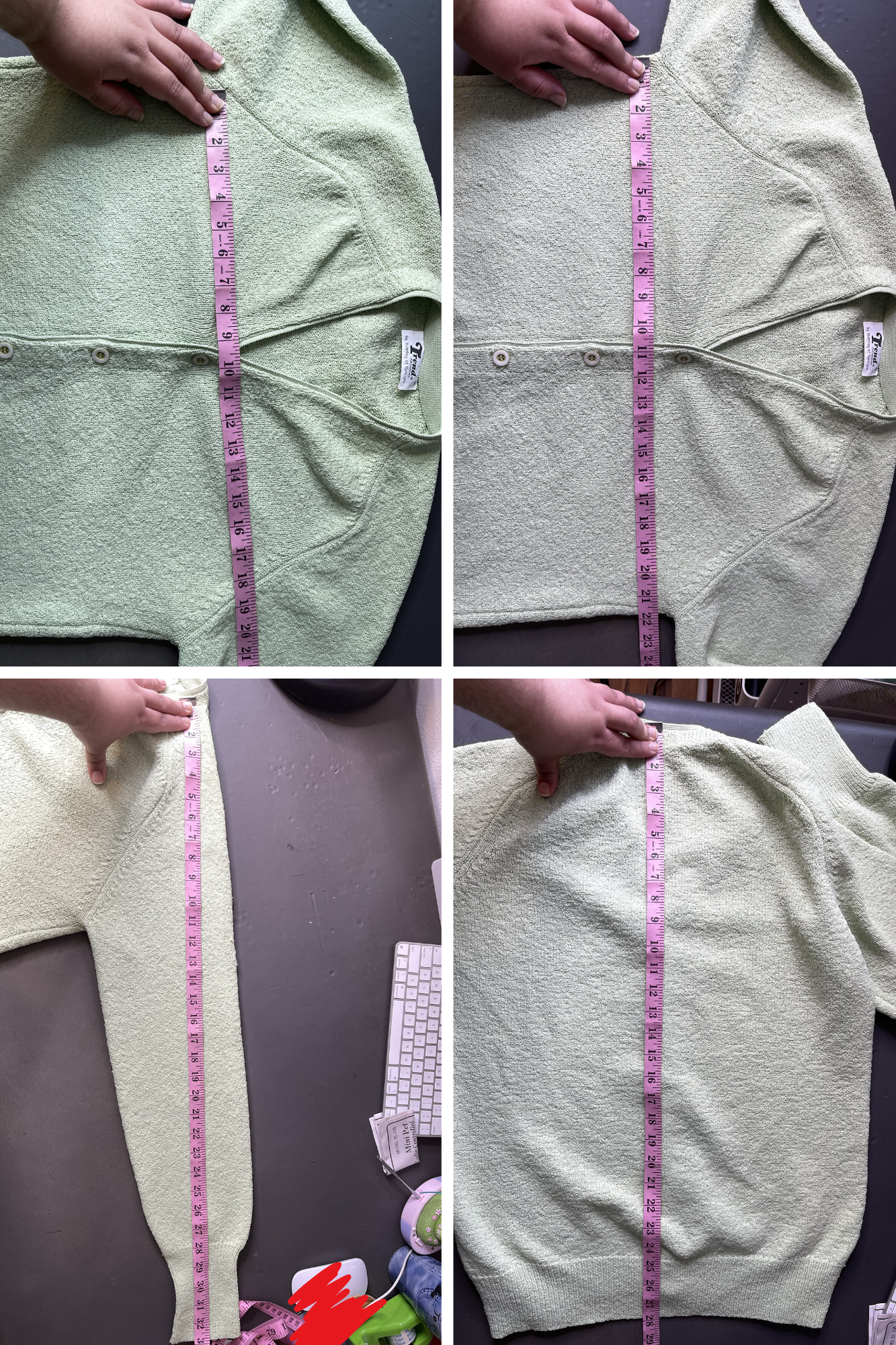 Vintage 70s Pistachio Green Knit Oversized Cardigan Sz M