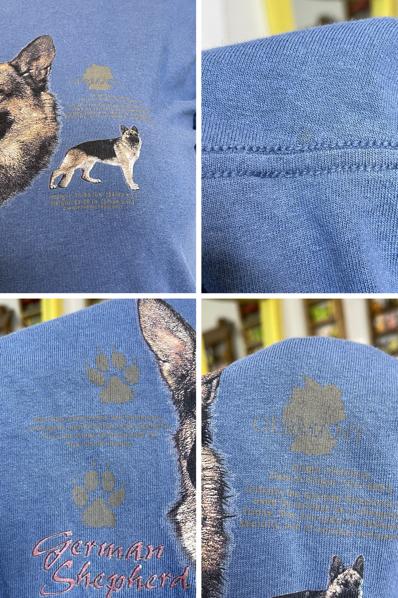 2000s German Shepherd Blue Graphic Tee Sz L