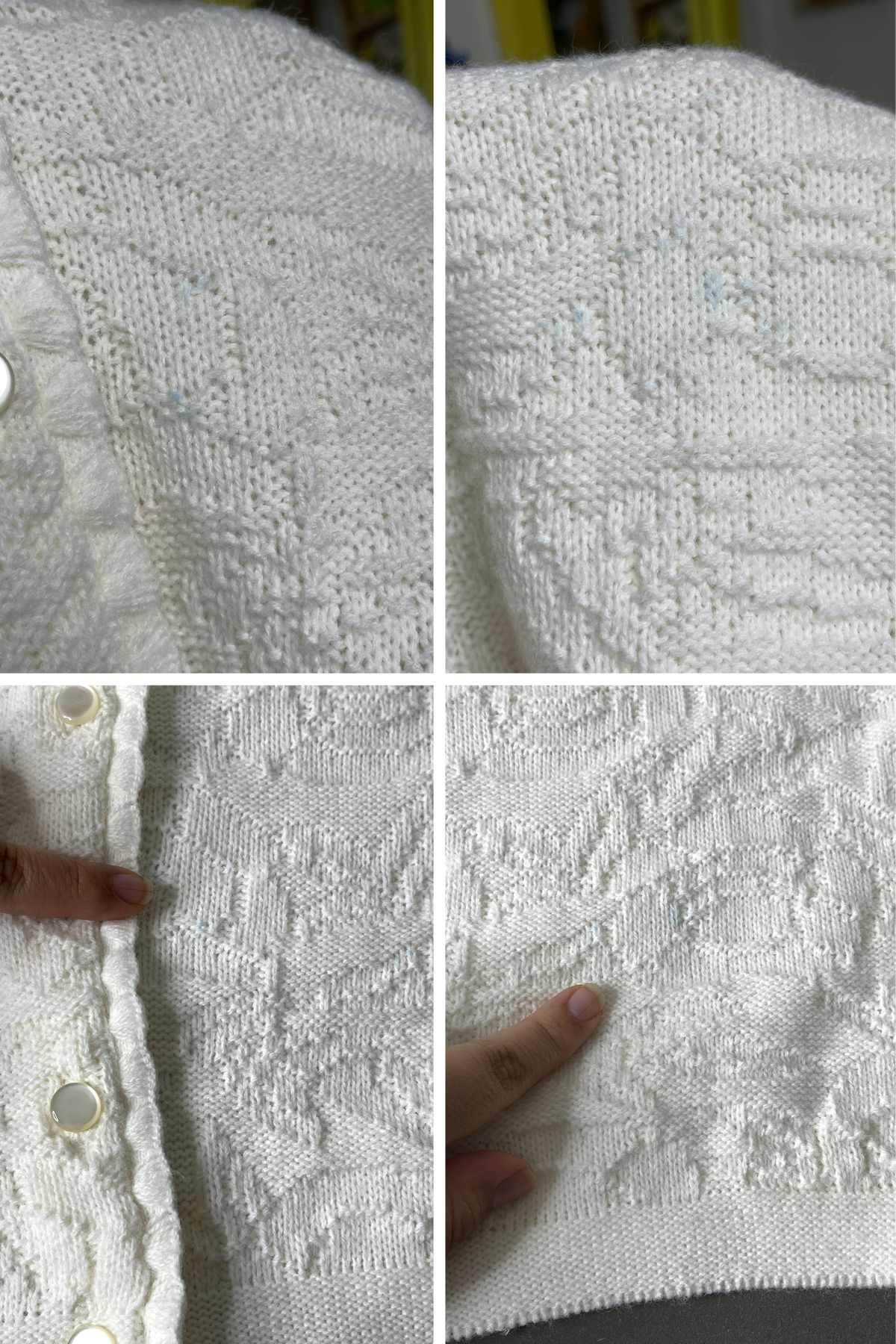 Vintage Cream White Cozy Knit Cardigan Sz L
