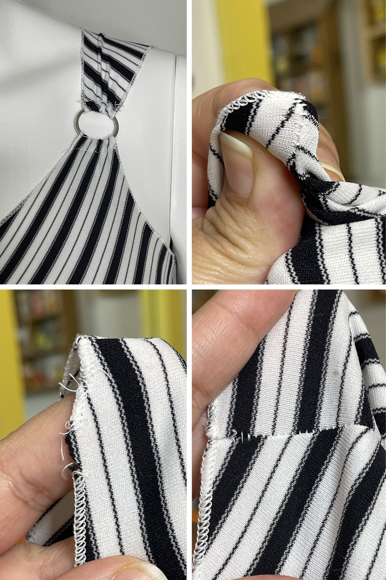 Vintage 2000s Black & White Striped O-Ring Tank Top Sz L
