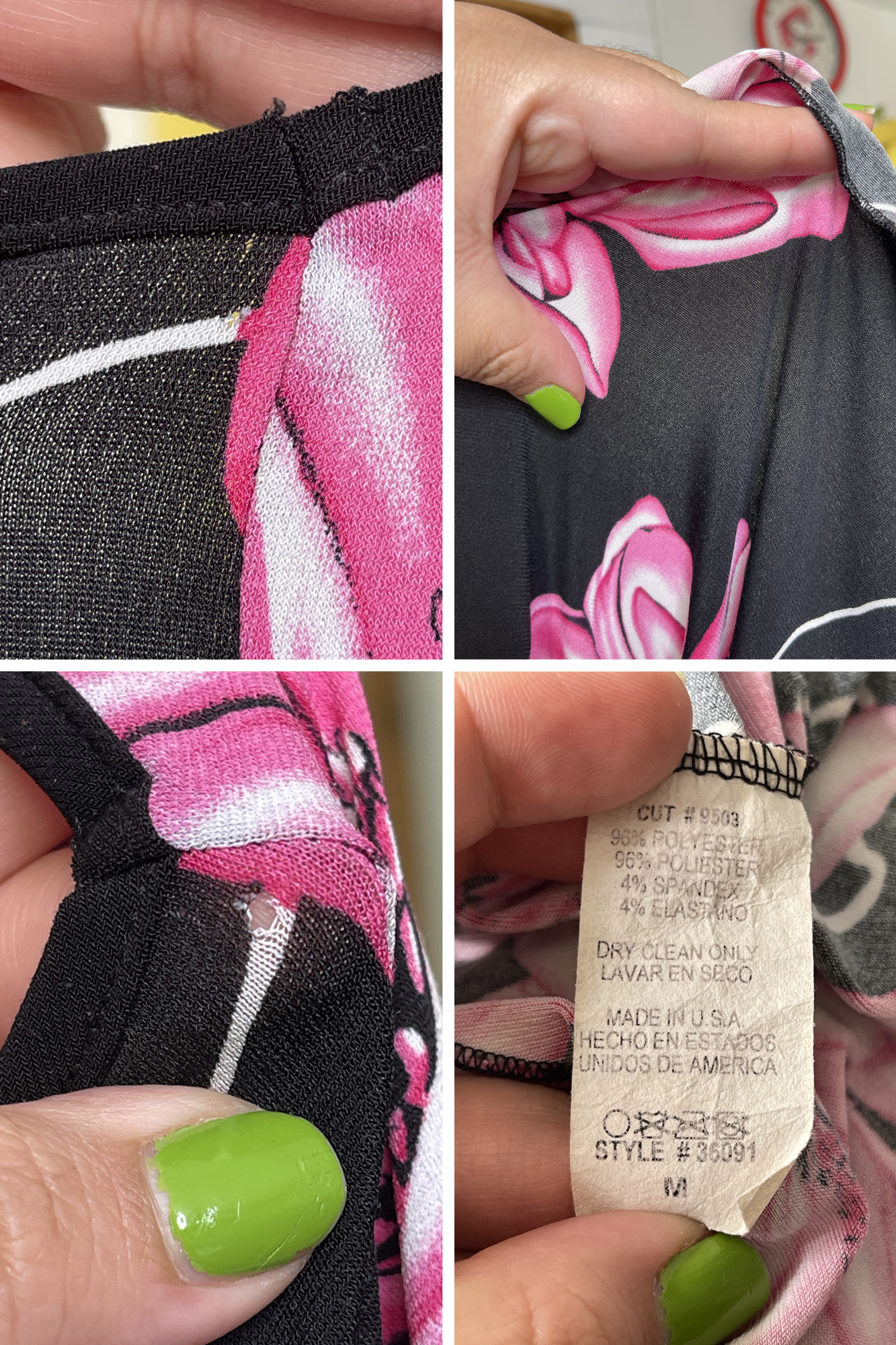 Y2K 2000s Pink Flower Print Top Sz M