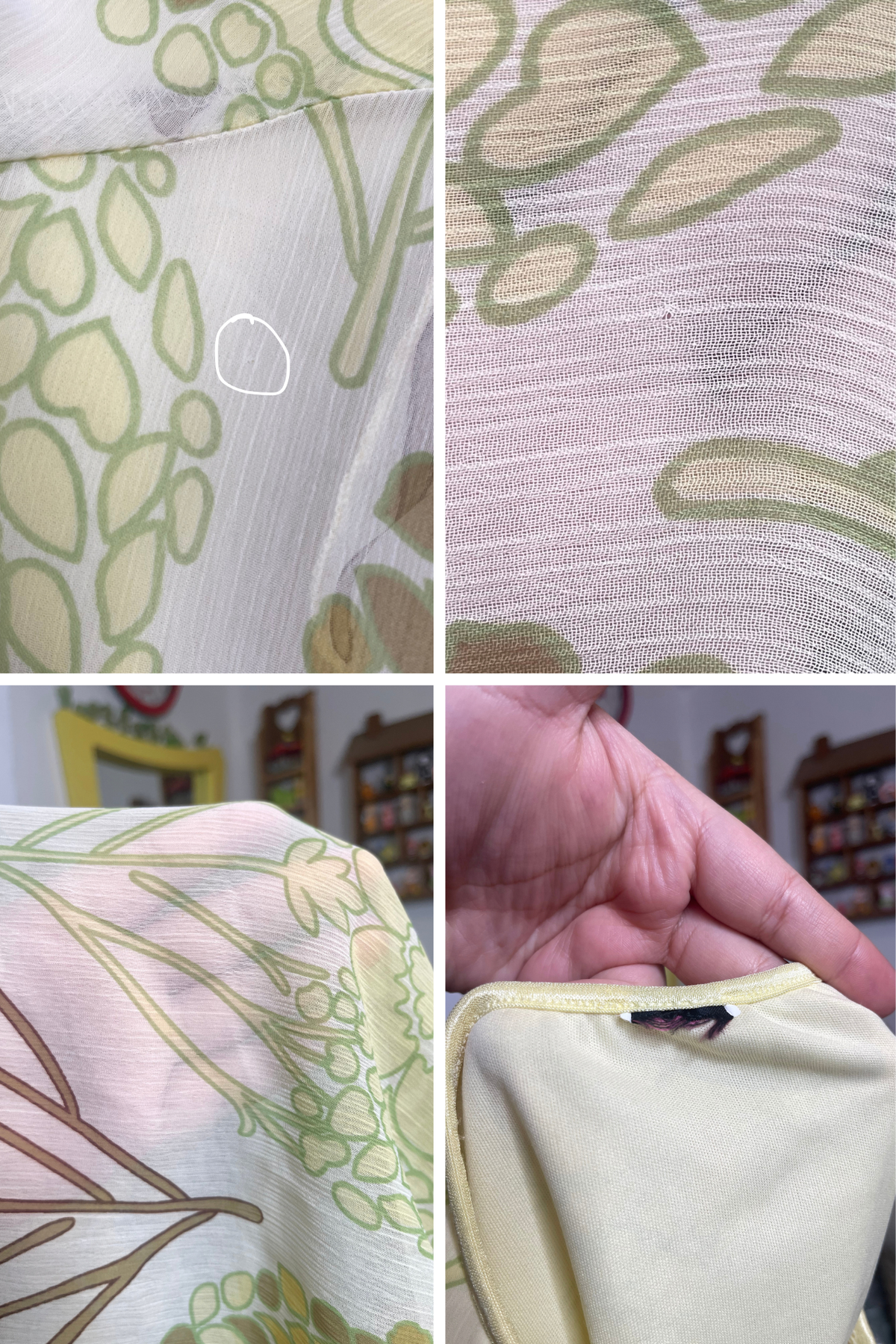 2000s Flower Print Yellow Midi Skirt Sz S/M
