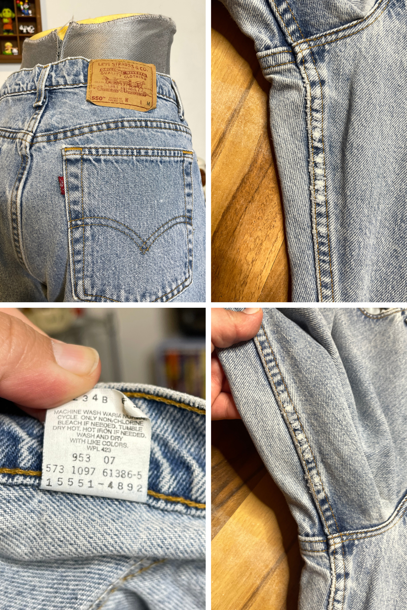 Vintage 90s Levi's 550 Light Wash Denim Jeans Sz 16 33in