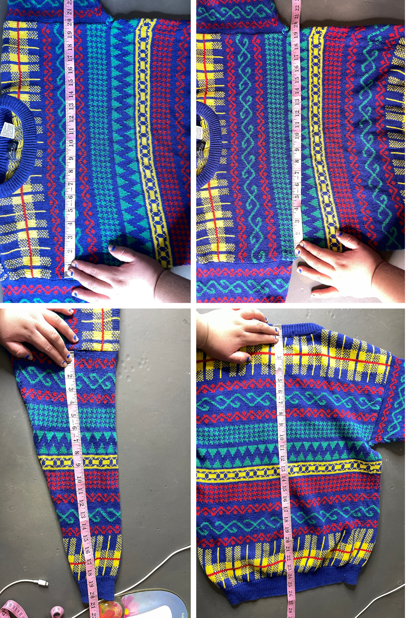 Vintage 90s Primary Retro Oversized Knit Sweater Sz M