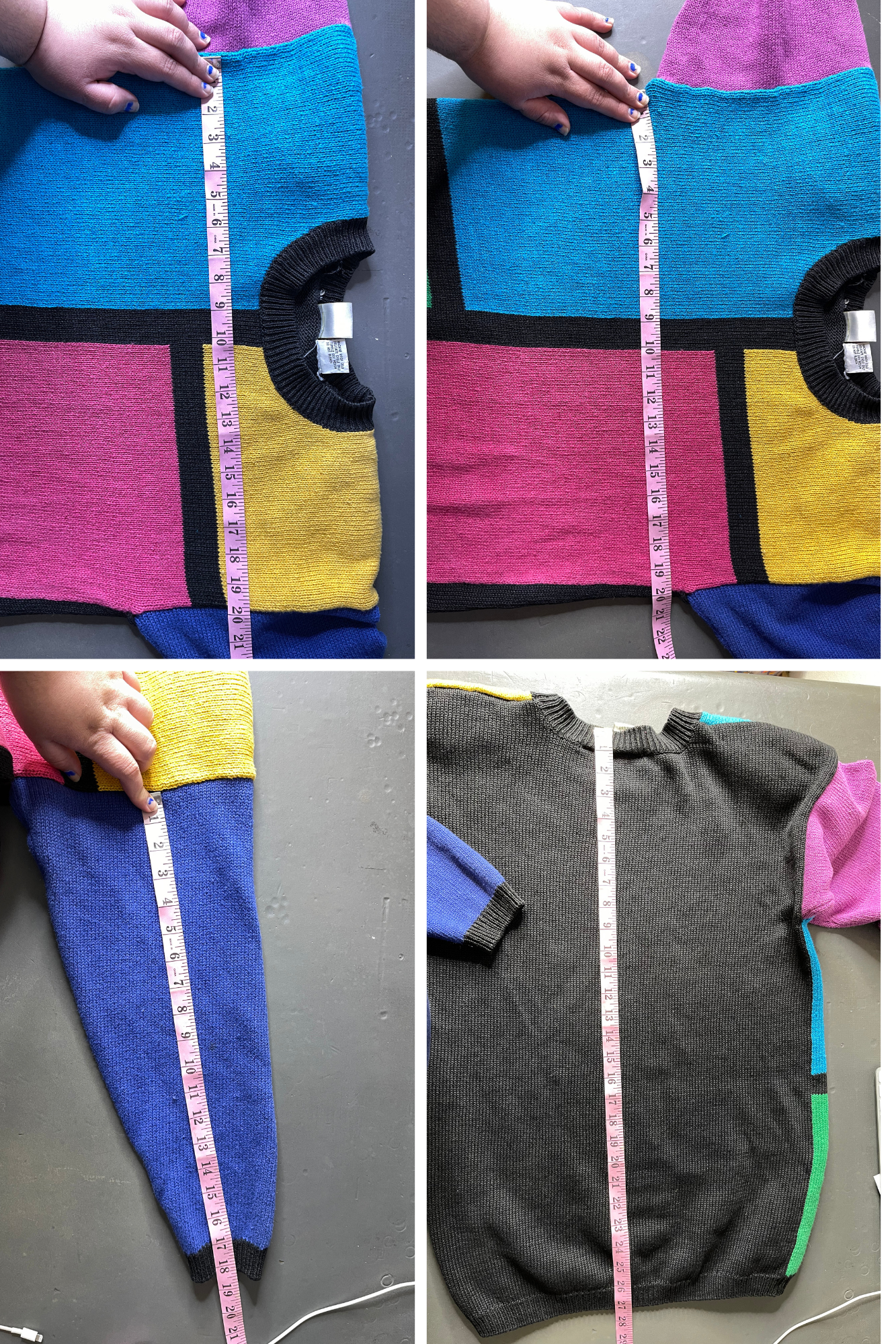 Vintage 90s Color Block Oversized Knit Sweater Sz M