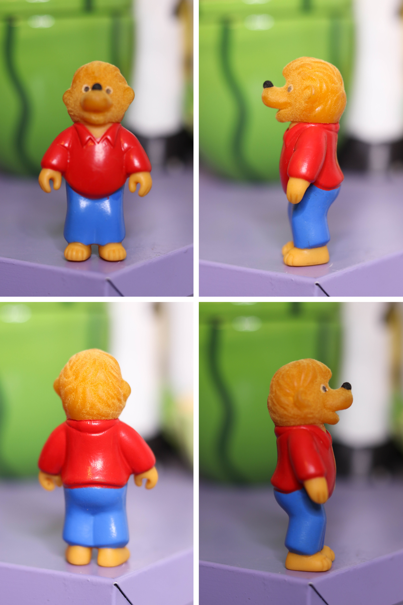 Vintage 80s The Berenstain Bears Flocked Trinket Toy Set 4pc
