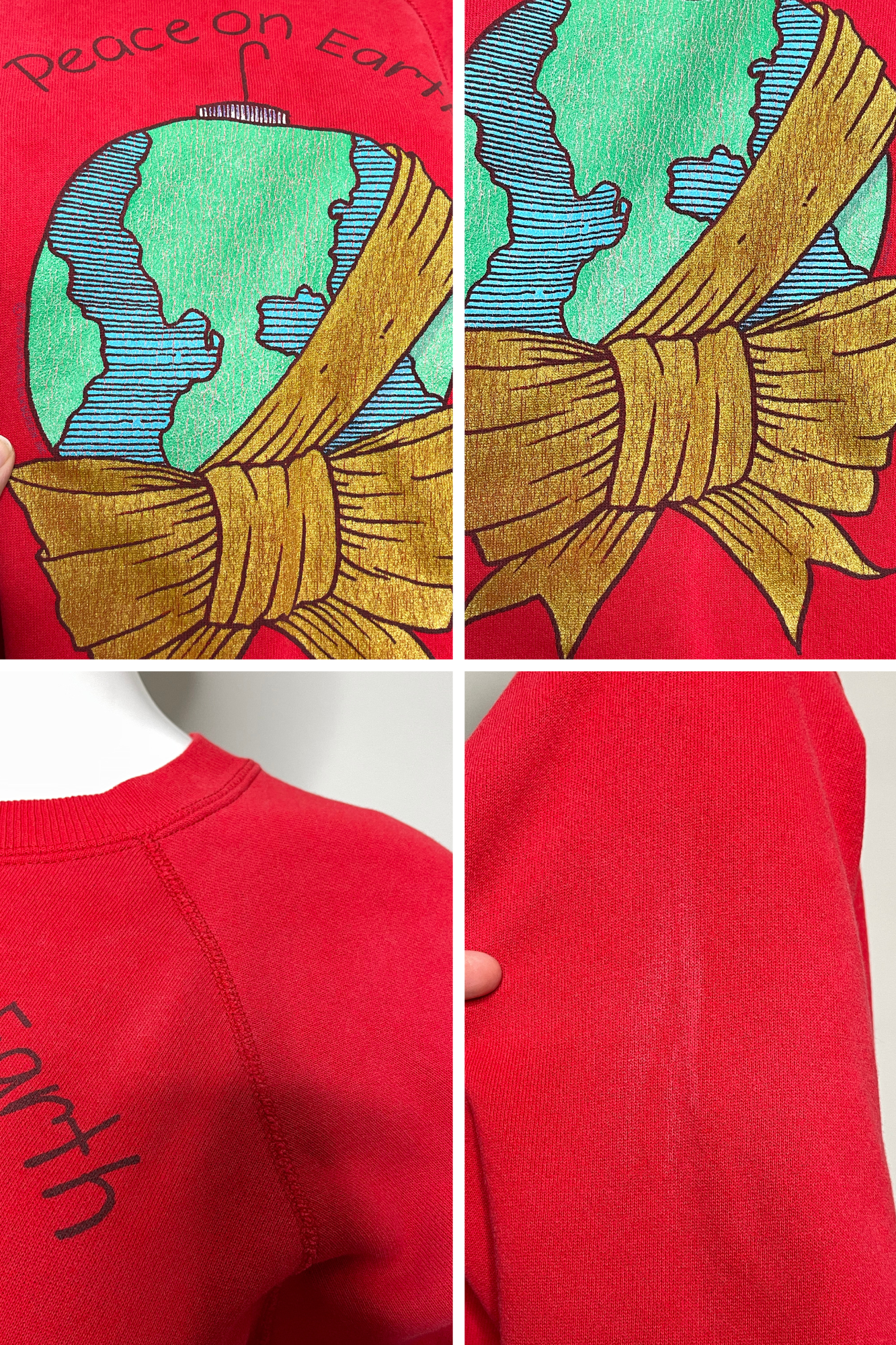 90s Peace On Earth Holiday Graphic Sweater Sz L