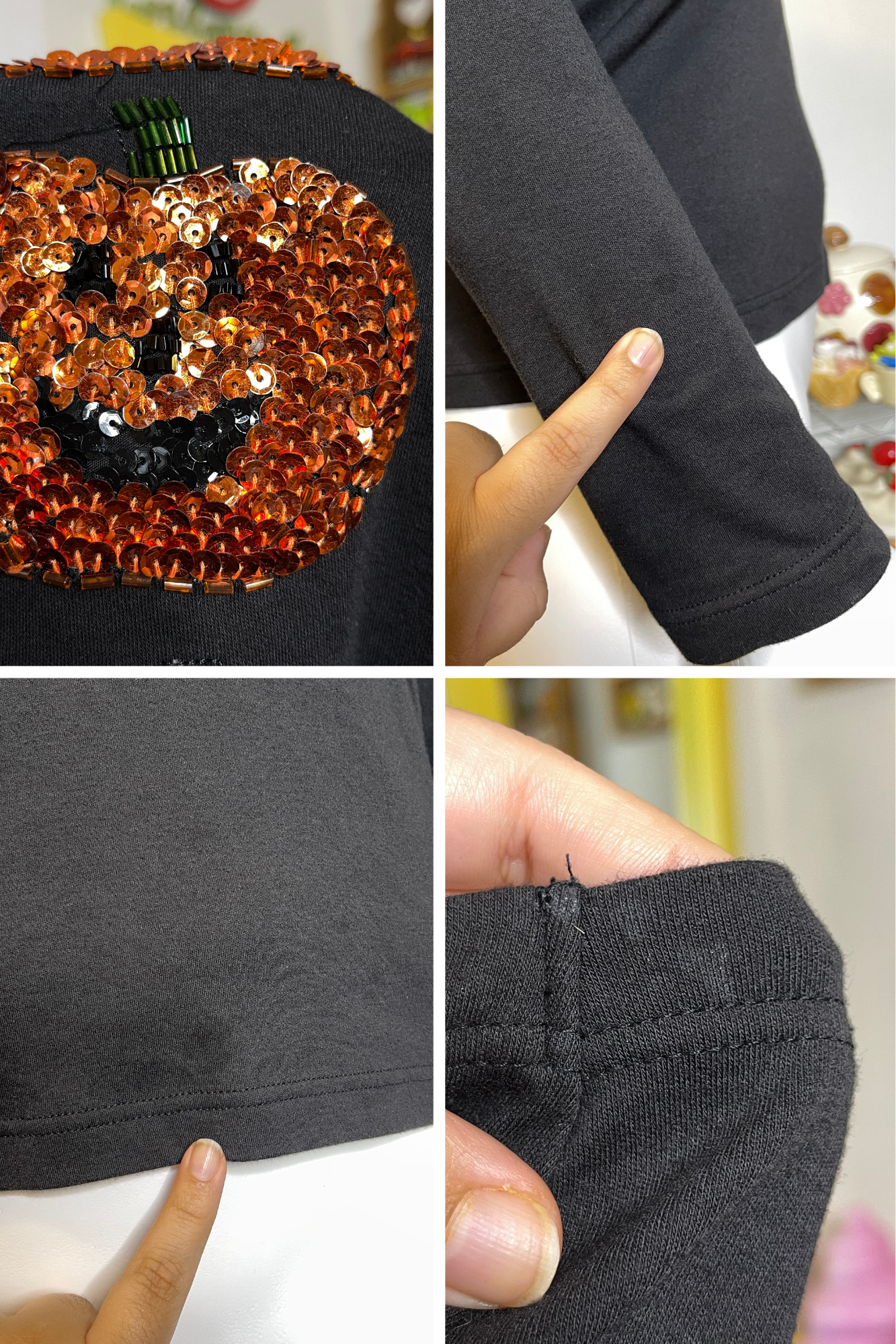 2000s Halloween Sequin Pumpkin Long Sleeve Sz L /XL