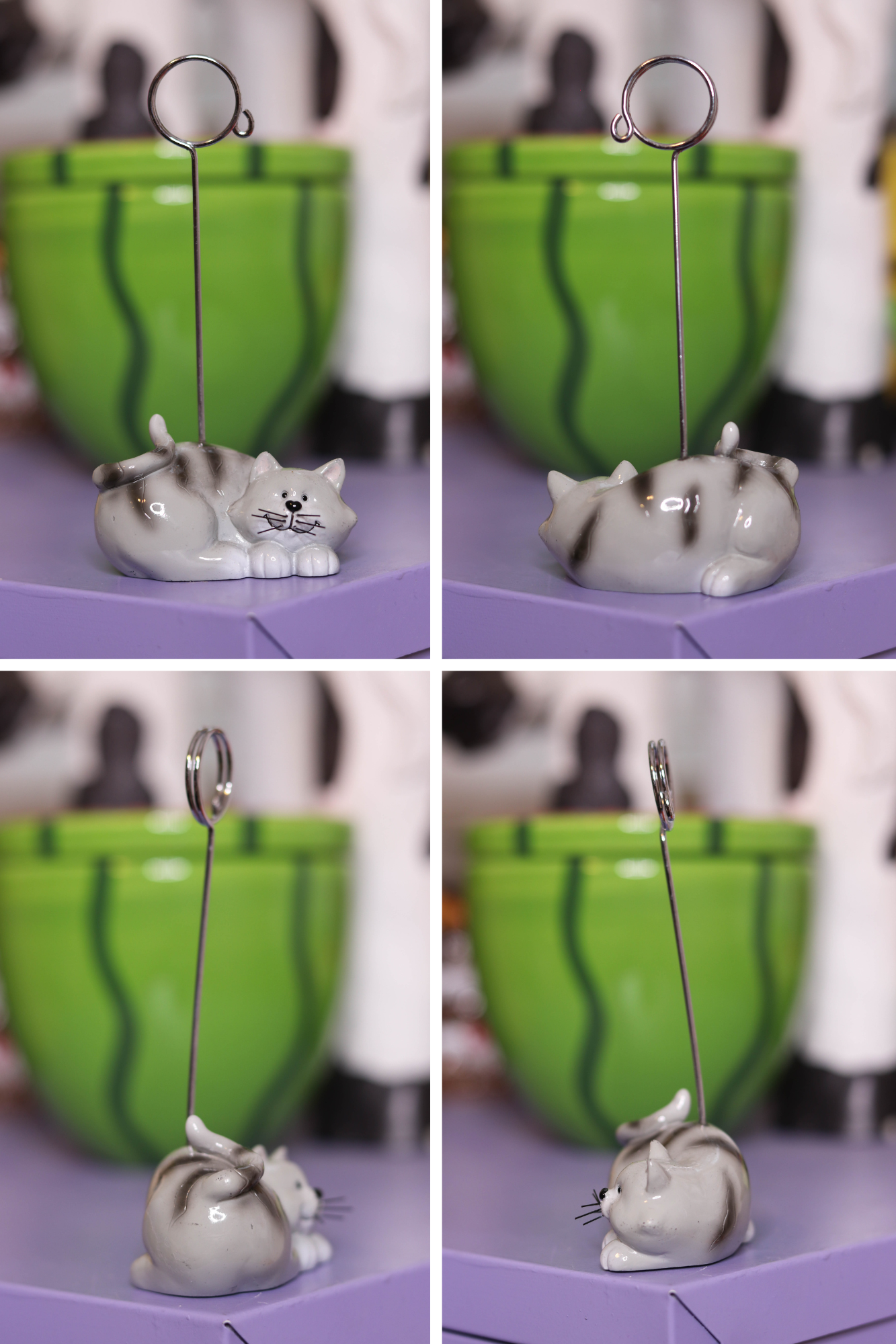 2000s Deadstock 3pc Cat Ceramic Photo Holders