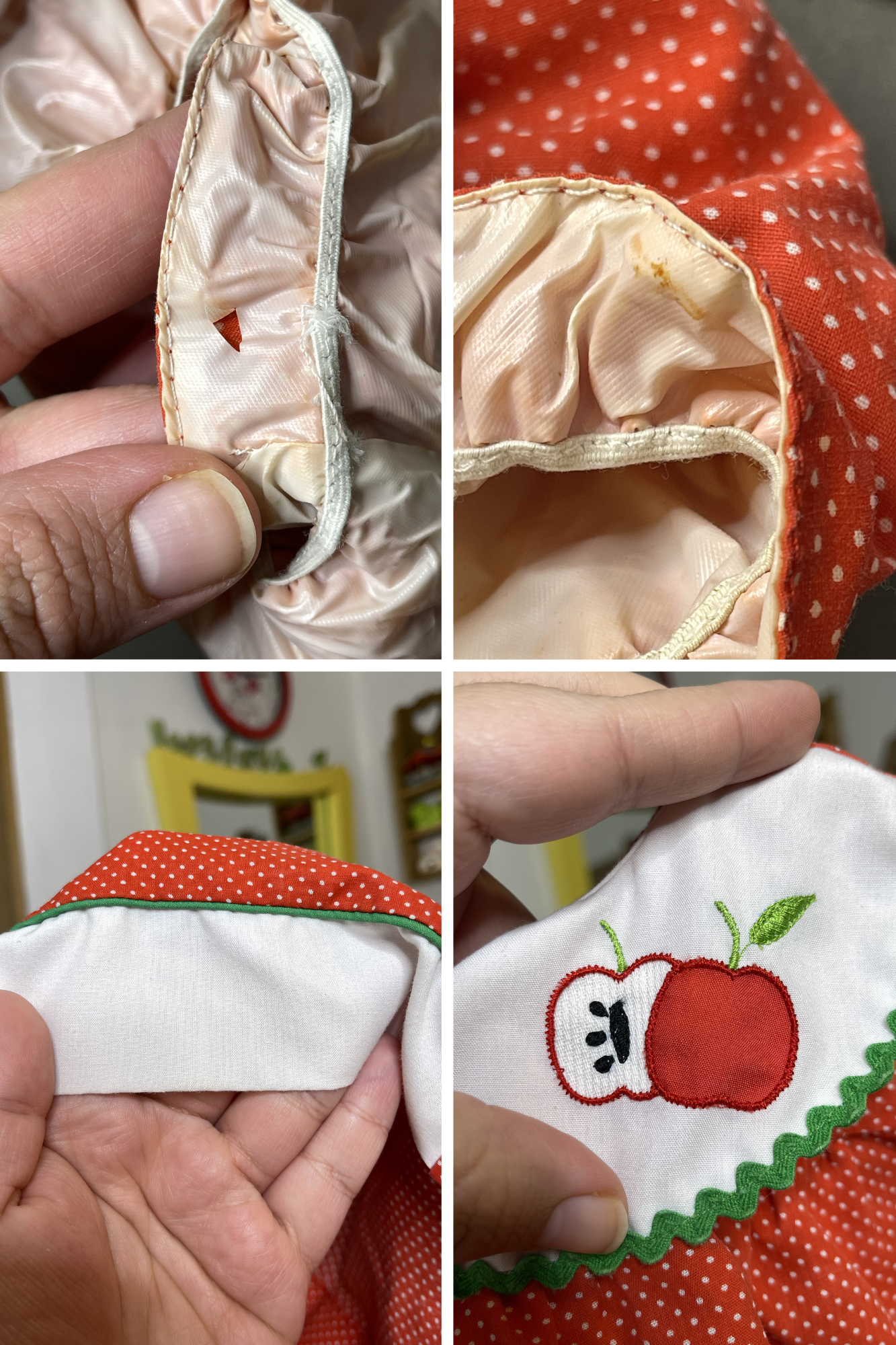Vintage Red Polka Dot Apple Baby Dress + Bloomers 2pc Set Sz 0-6M