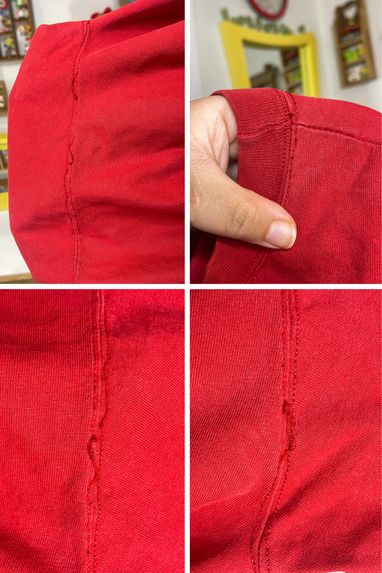 Vintage 90s Grandma Embroidered Thick Red Cotton Tee Sz L