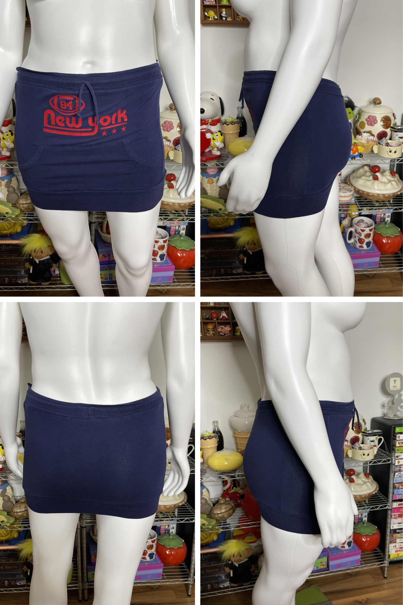 2000s Navy Blue New York Varsity Sparkly Tube Top Sz XL