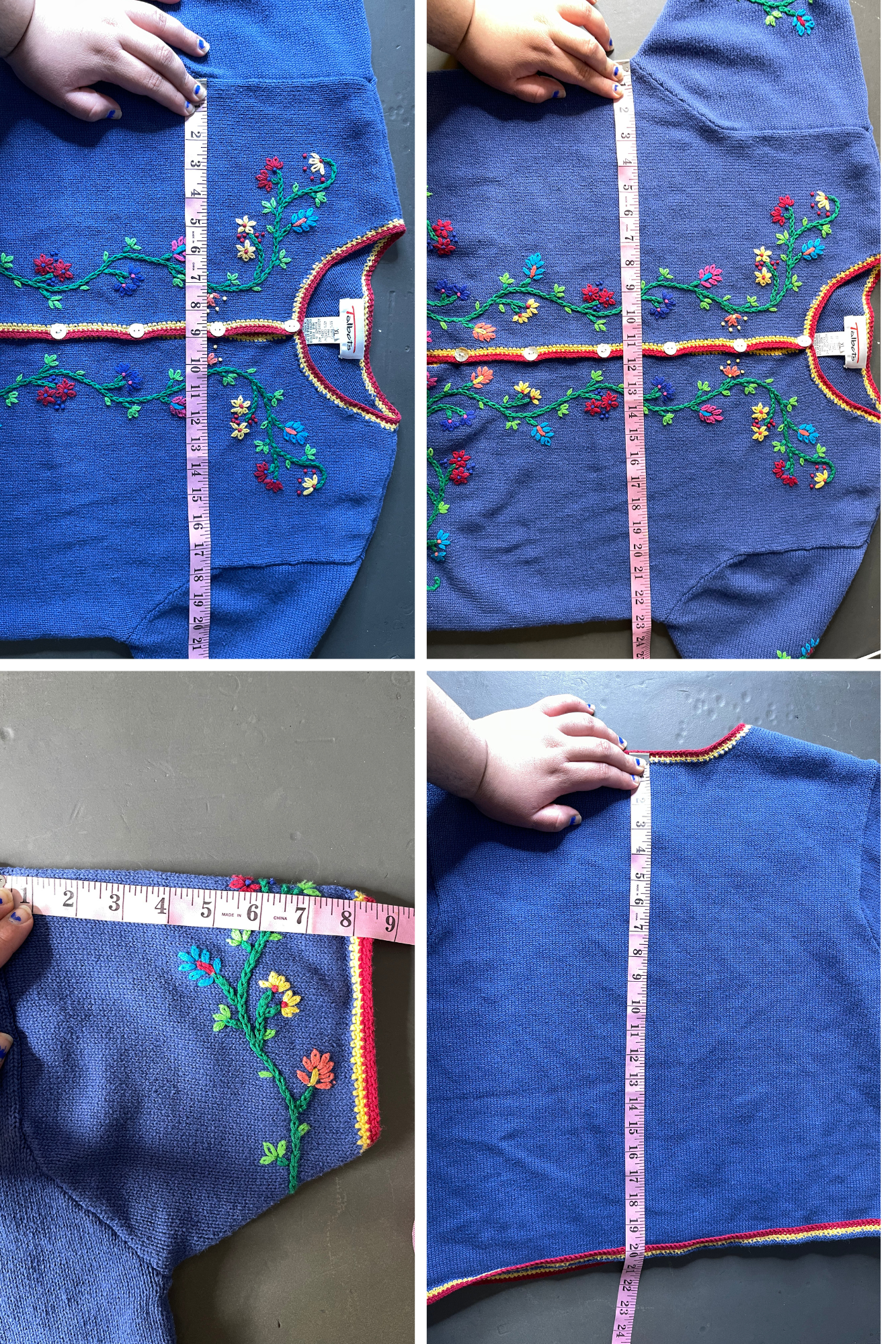 Vintage Floral Short Sleeve Knit Cardigan Sz XL