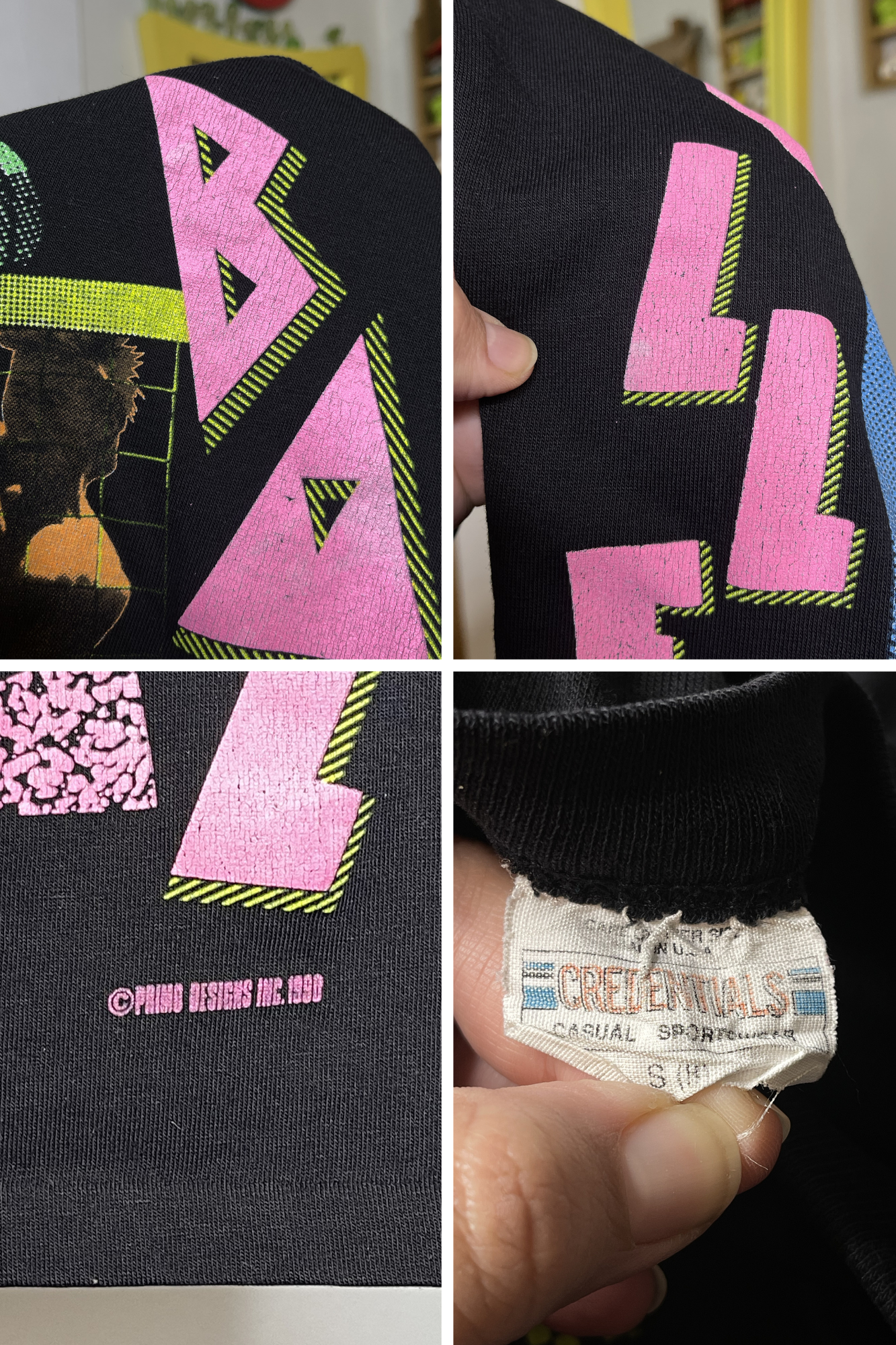 Vintage 90s Neon Volleyball Primo Sport Kids Tee Sz S (8)