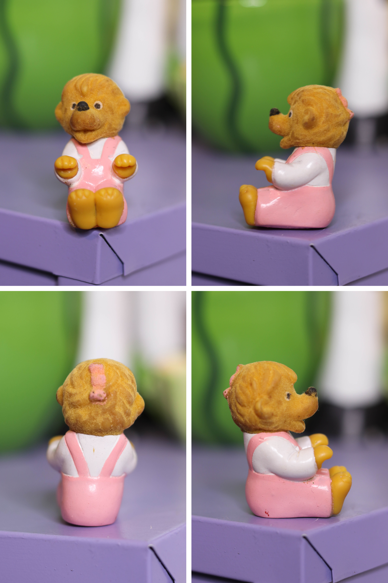 Vintage 80s The Berenstain Bears Flocked Trinket Toy Set 4pc