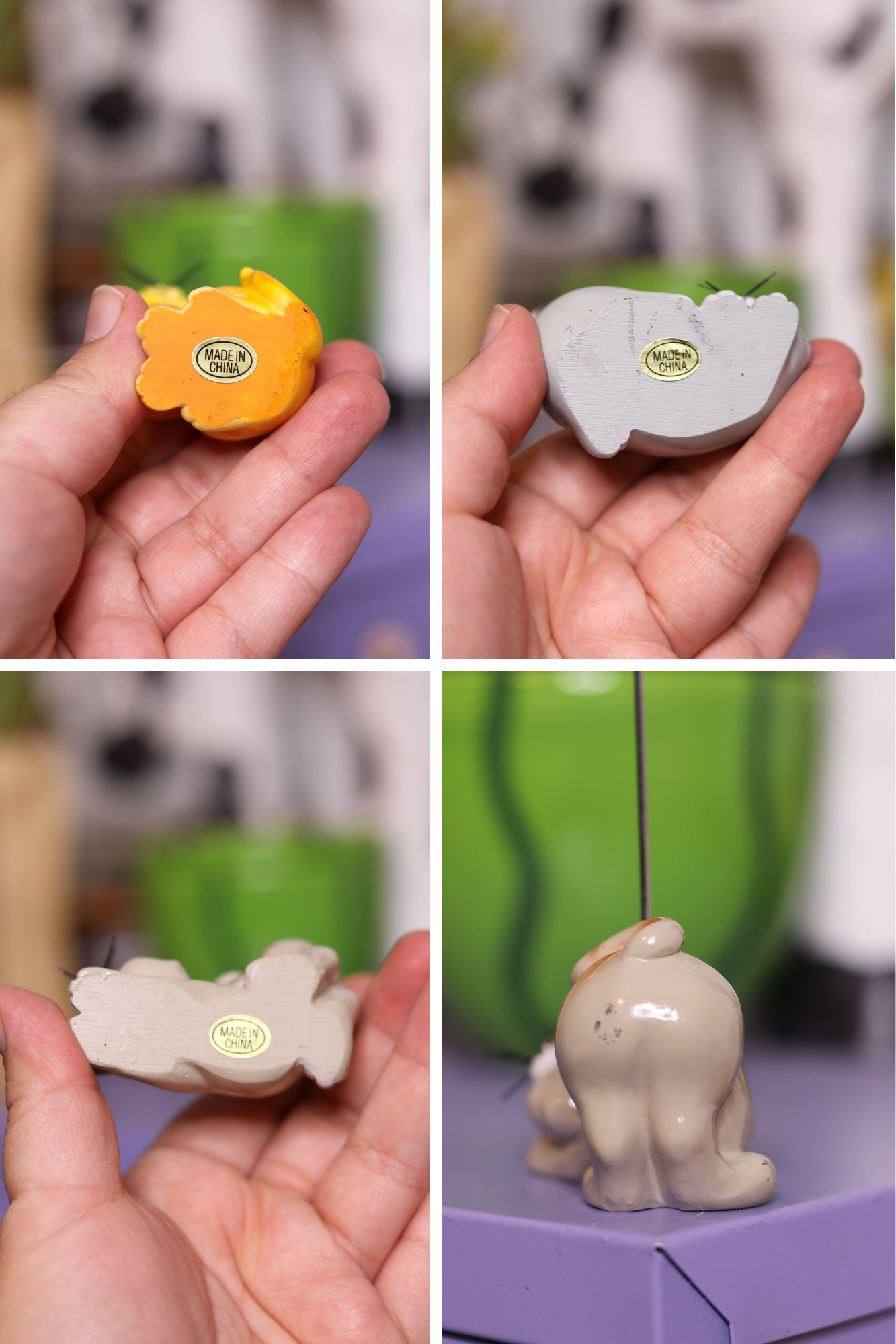 2000s Deadstock 3pc Cat Ceramic Photo Holders