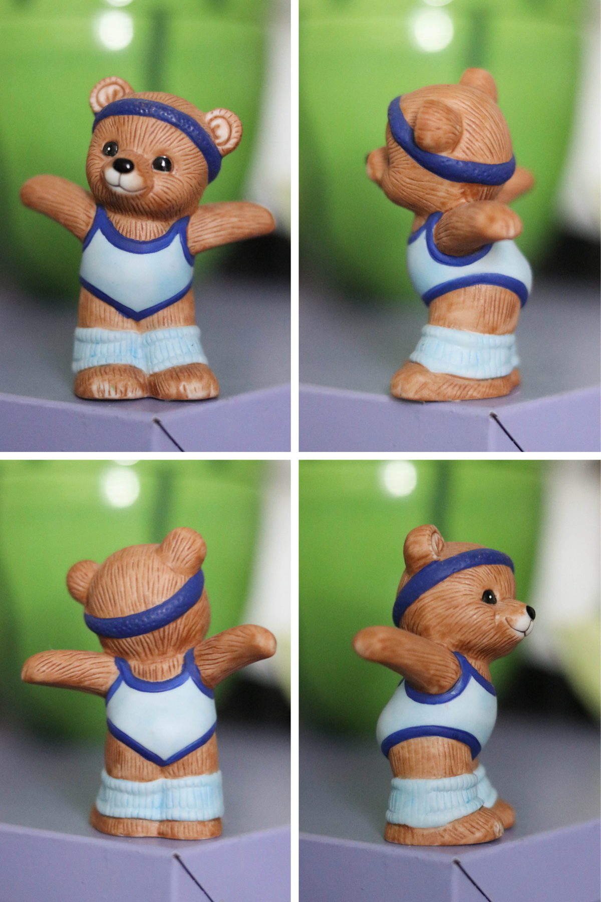 Vintage Aerobic Exercise Teddy Bear Figurine Trinkets 4pc Set