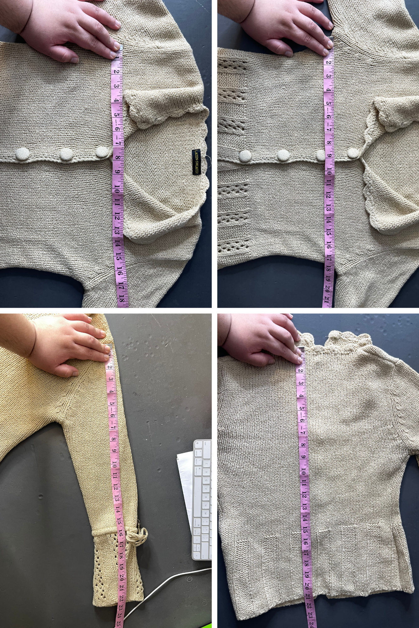 Vintage Gold Tan Wide Sleeve Knit Cardigan Sz S