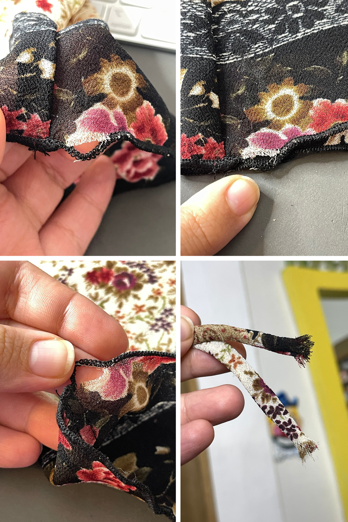 2000s Patchwork Boho Floral Bell Sleeve Top Sz M