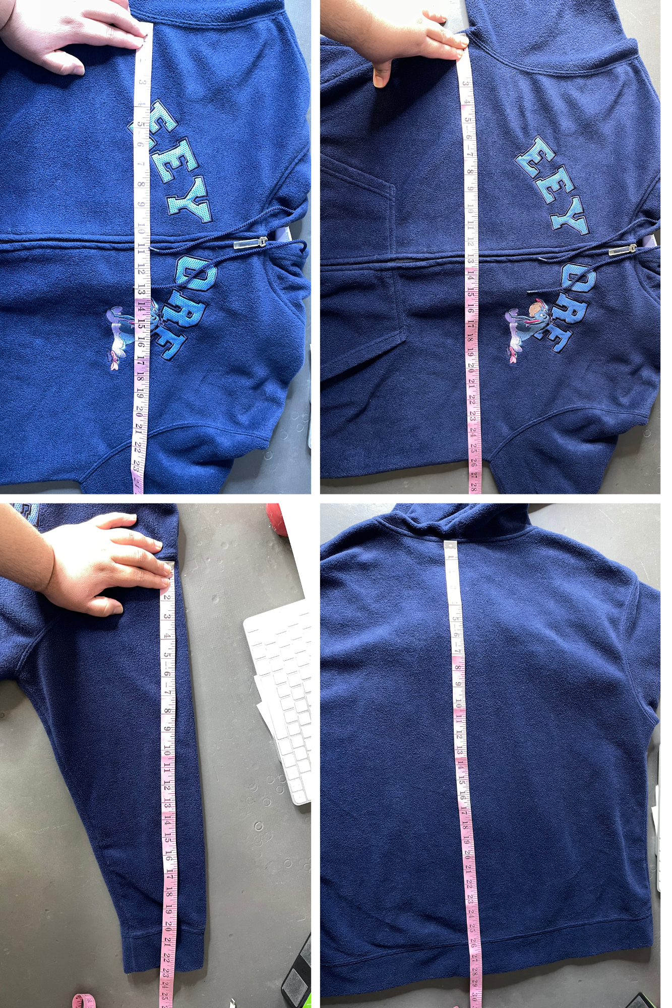 Y2K 2000s Eeyore Fleece Zip-Up Hoodie Sz 2X