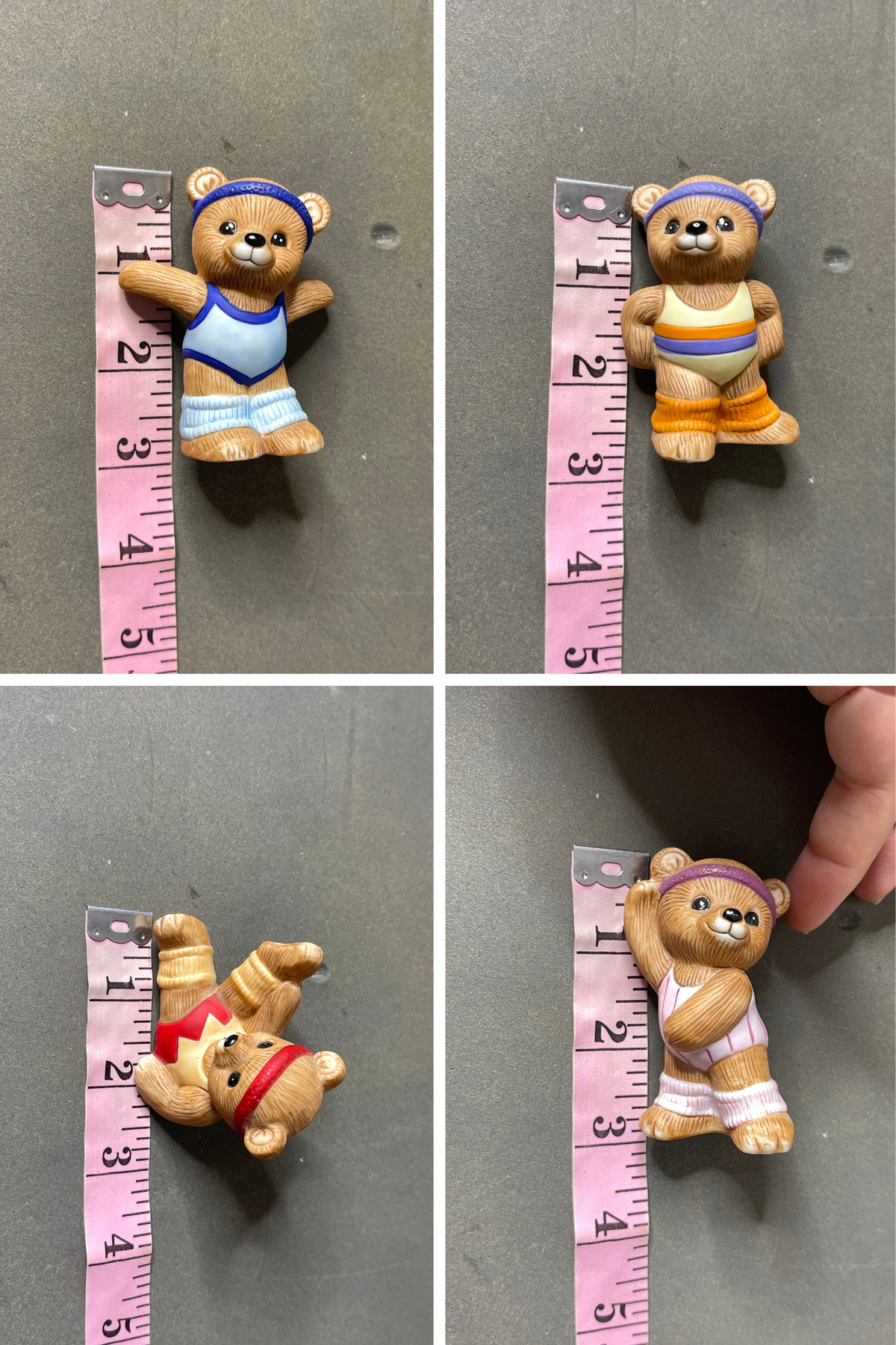 Vintage Aerobic Exercise Teddy Bear Figurine Trinkets 4pc Set