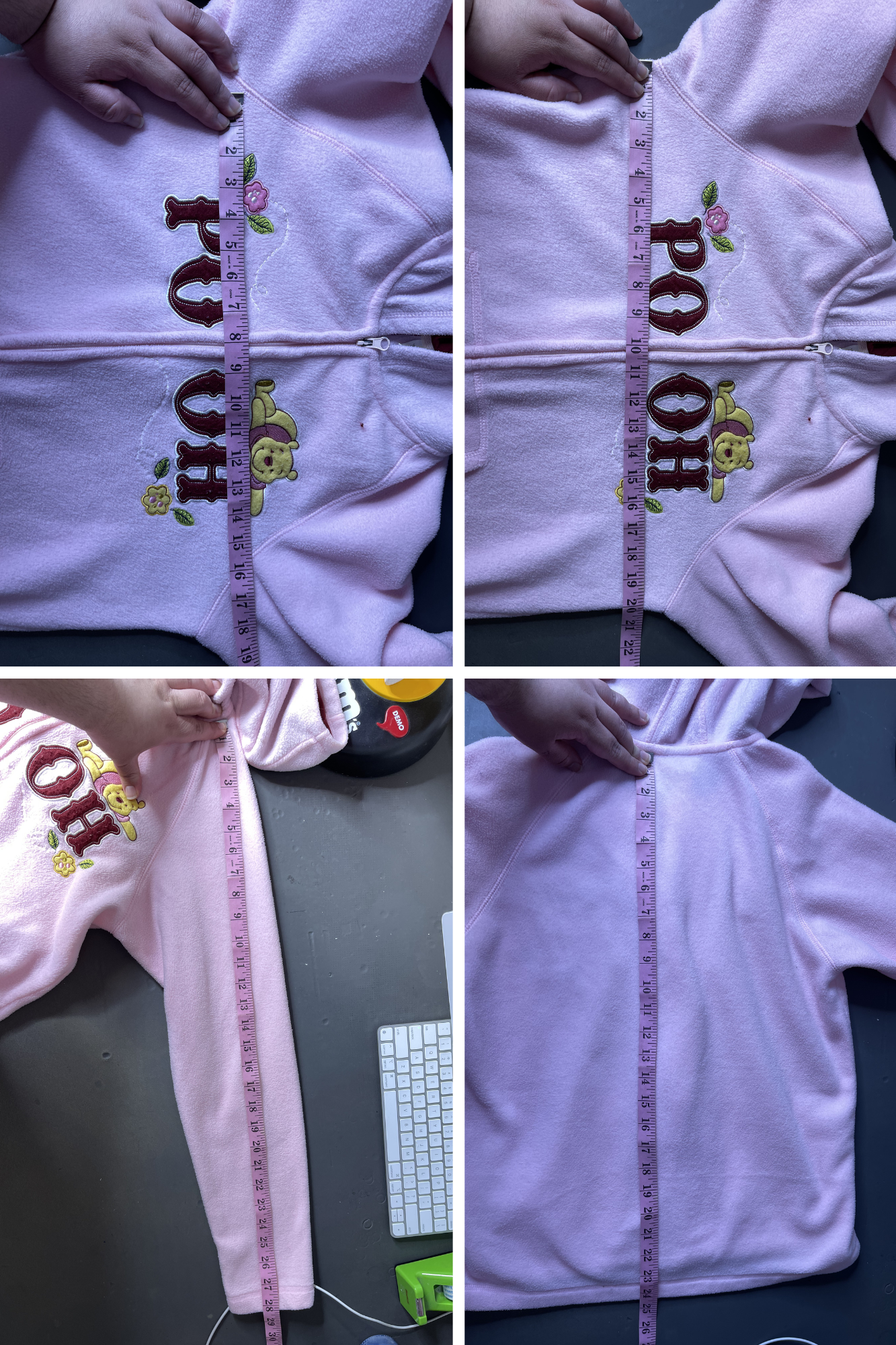 2000s Pink Winnie The Pooh Fleece Hoodie Sz M