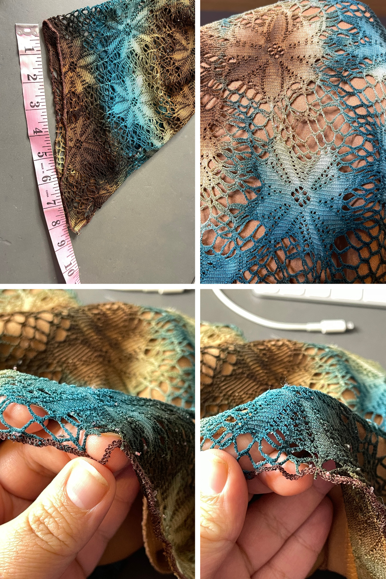 2000s Teal & Brown Floral Tie-dye Fairy Top Sz M/L