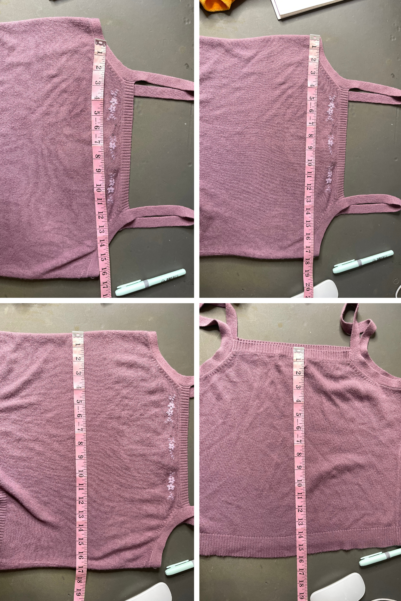 Vintage Y2K Mauve Purple Flower Knit Cami Sz L