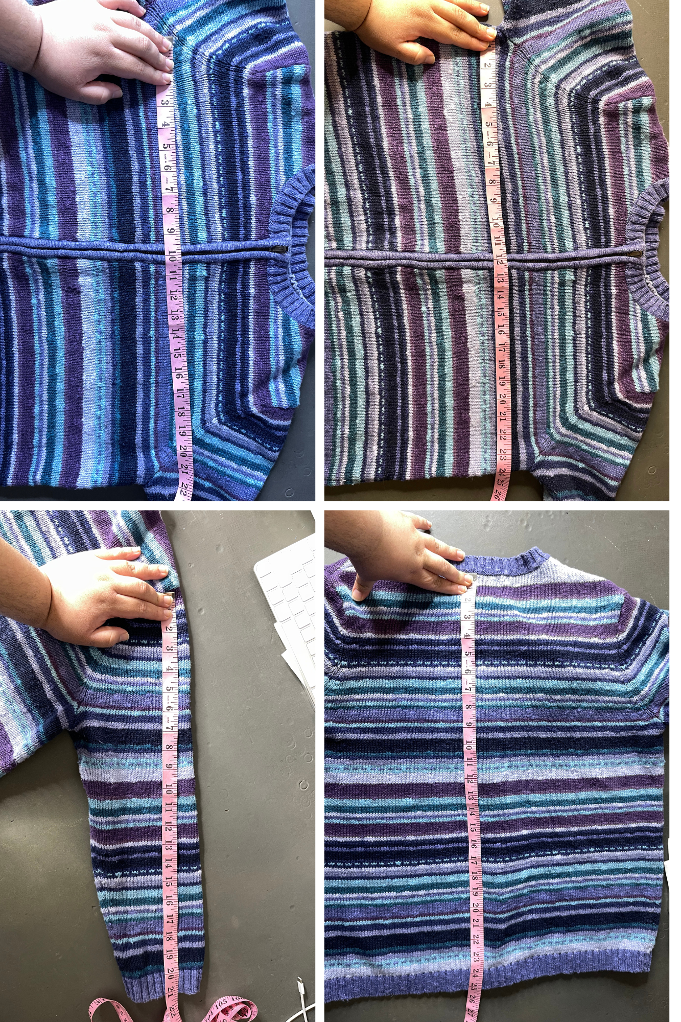 Vintage 2000s Purple & Blue Knit Zip-Up Sweater Sz 1X