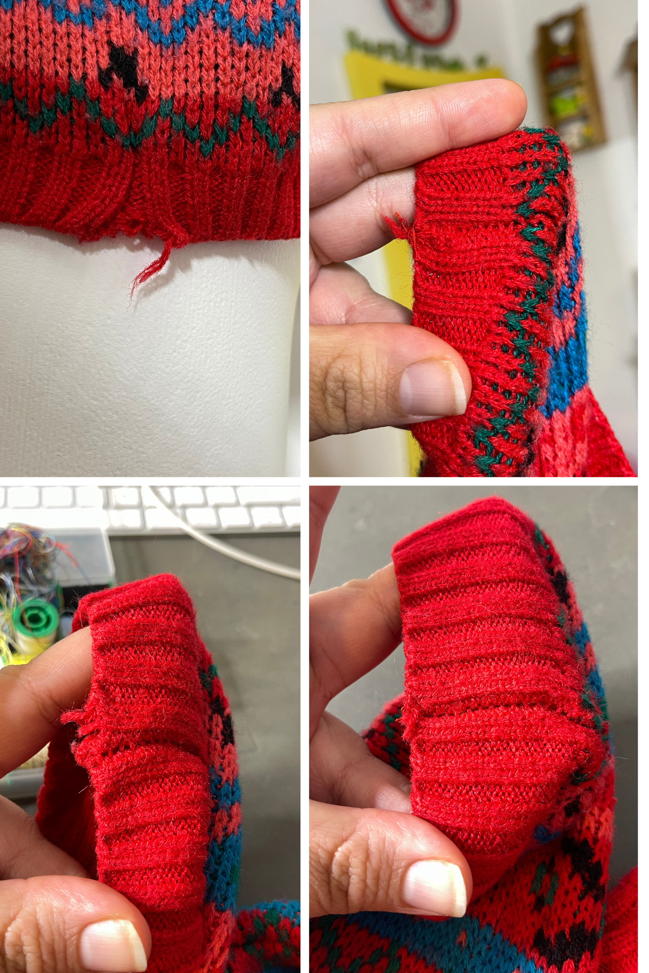 Vintage Colorful Retro Oversized  Mock Neck Knit Sweater Sz "One Size"