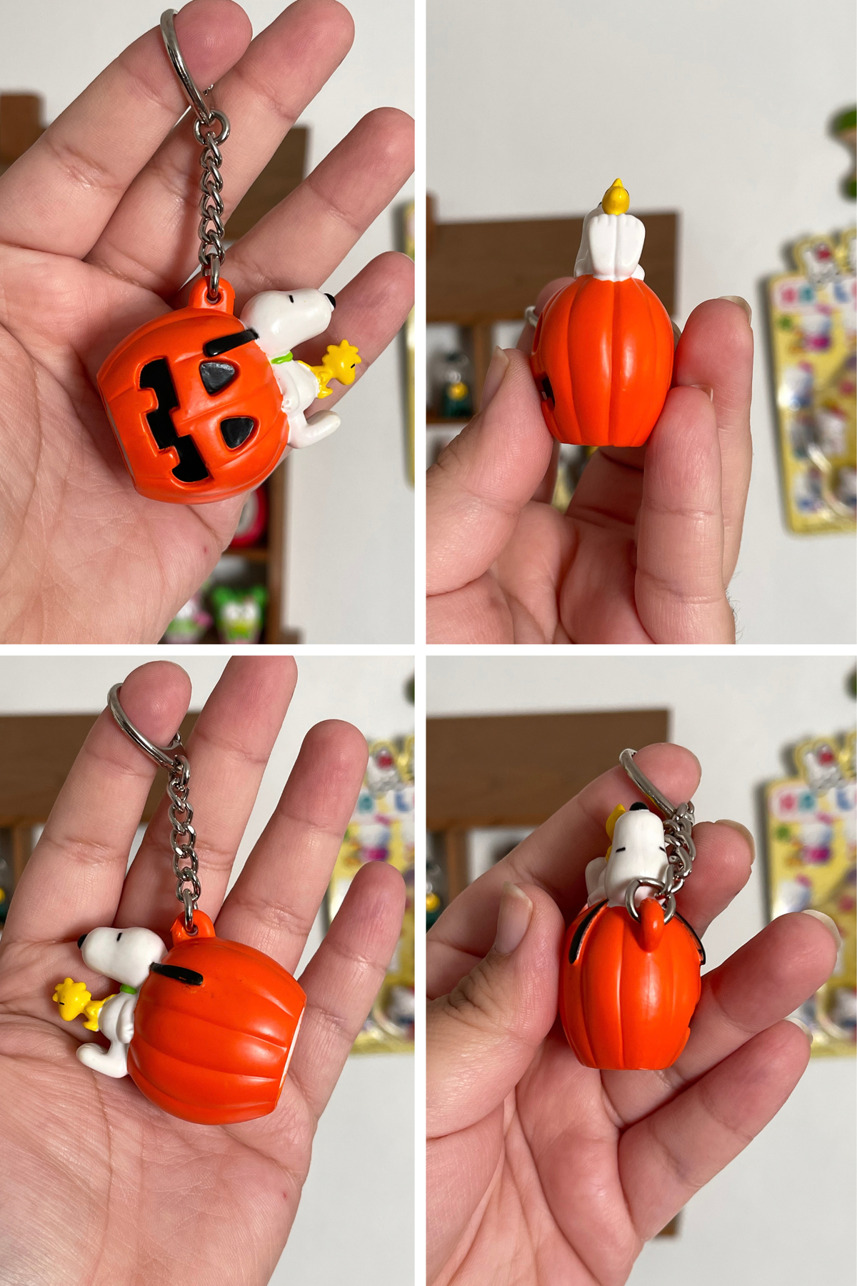 2000s Snoopy &amp; Woodstock Pumpkin Keychain + Case (A)