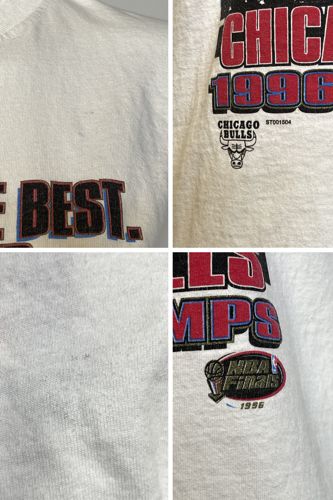 Vintage 90s Chicago Bulls NBA Finals Champs Graphic Tee Sz L