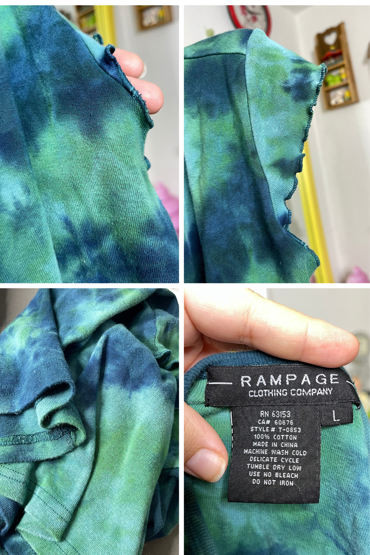 2000s Green & Blue Tie-dye Rampage Cropped Baby Tee Sz M/ L