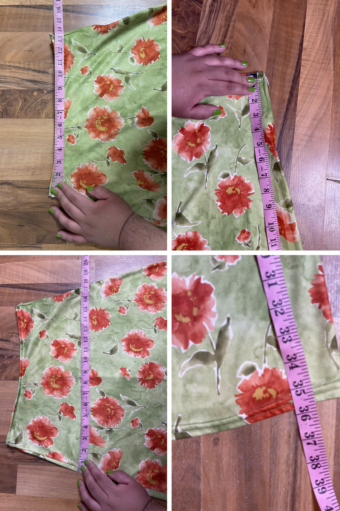 Vintage 90s Green Flower Print Maxi Skirt Sz S/M