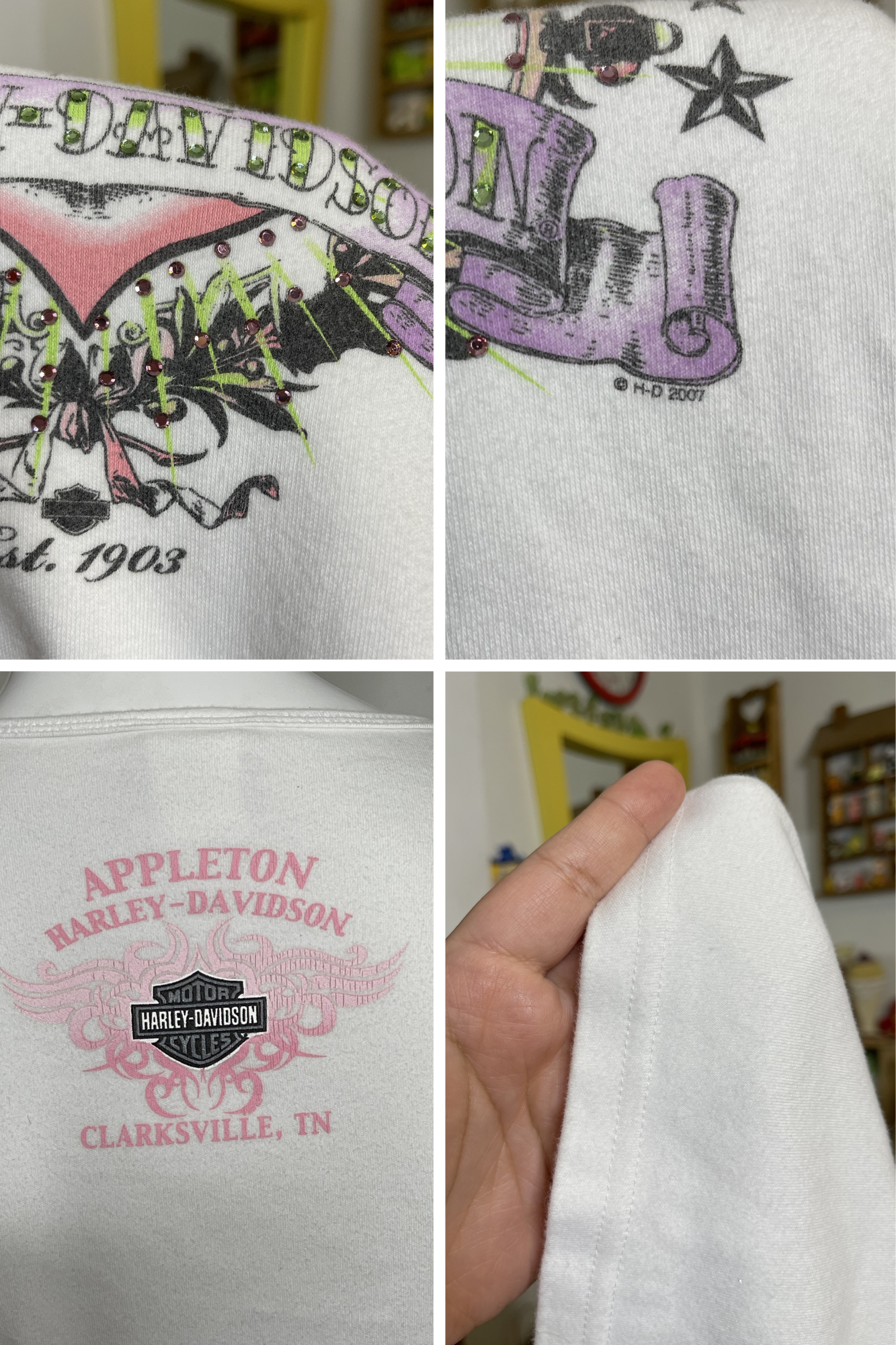 2000s Harley Davidson Cherub Heart Fitted Tee Sz M