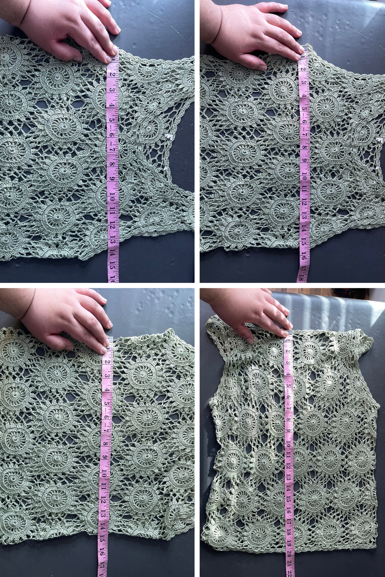 Vintage 2000s Boho Green Crochet Tank Top Sz S