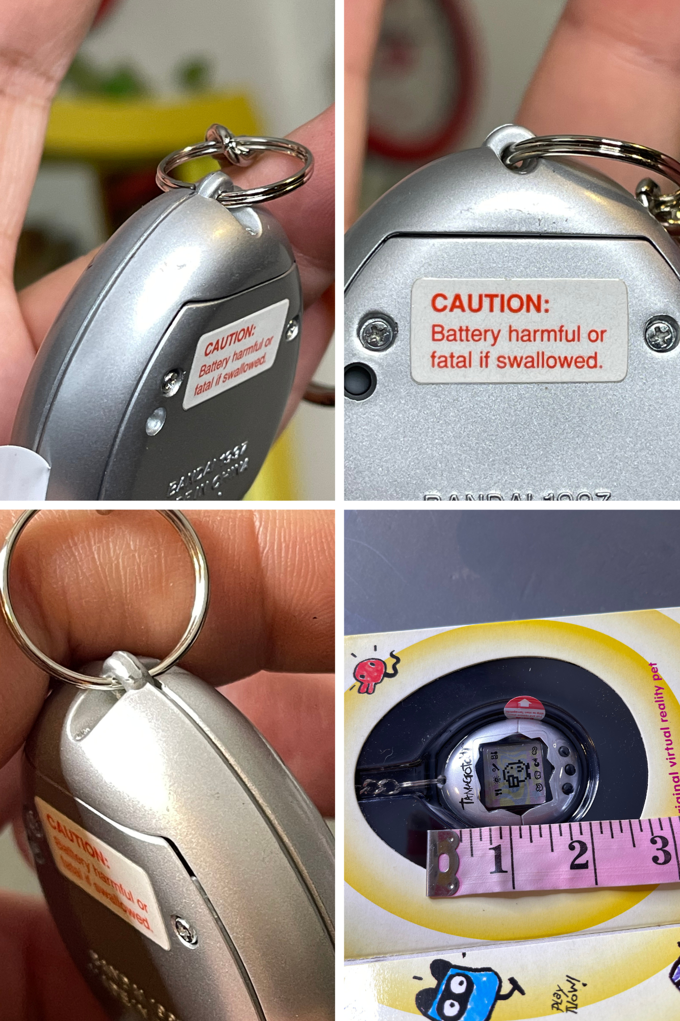 Vintage Deadstock 90s Silver Tamagotchi Keychain