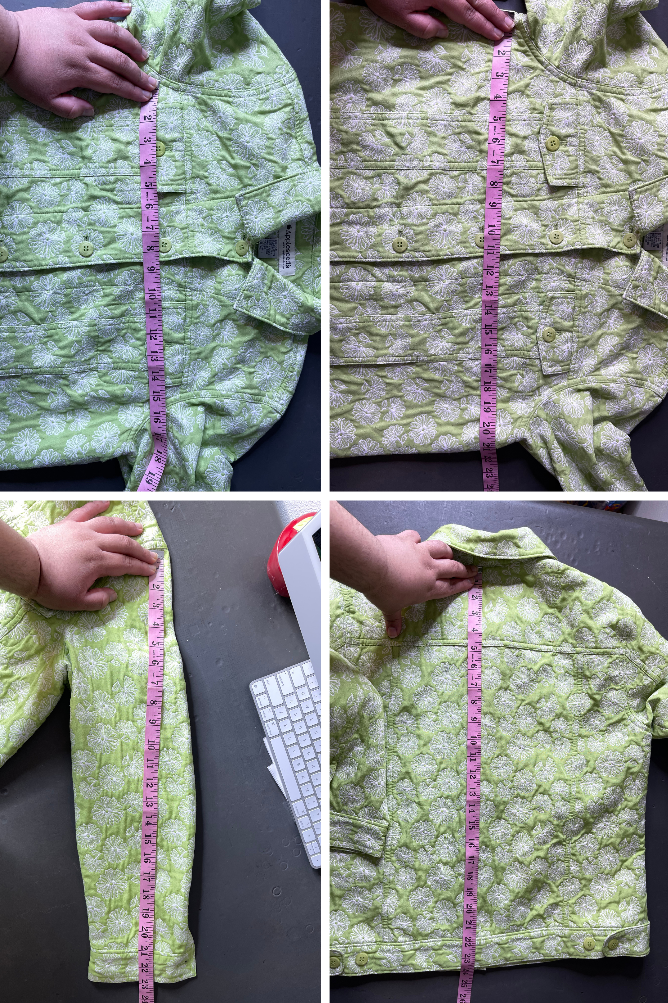 Apple Green Daisy Embroidered Floral Jacket Sz 14M ( L )