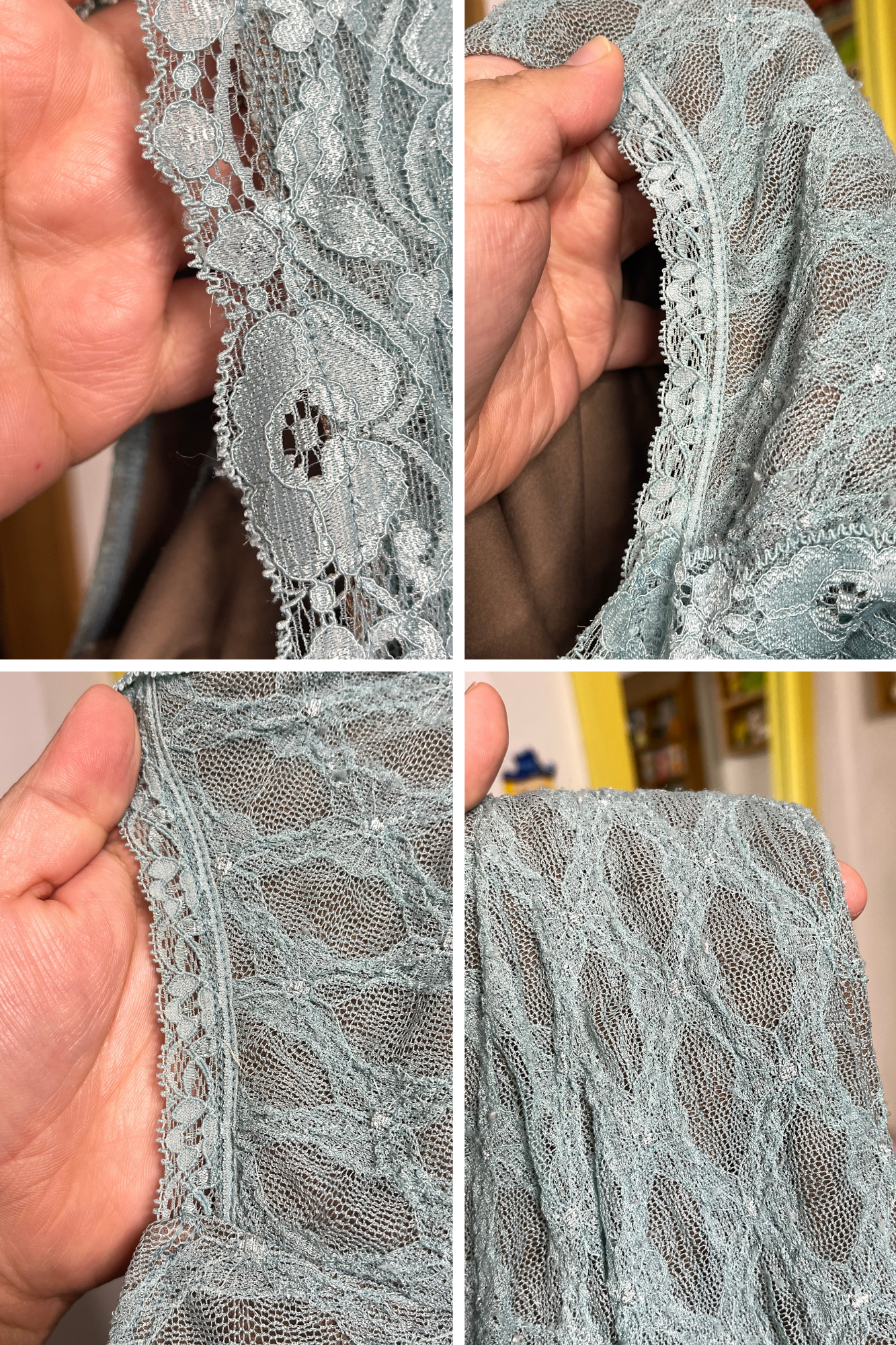 2000s Blue & Brown Romantic Fairy Lace Top Sz M