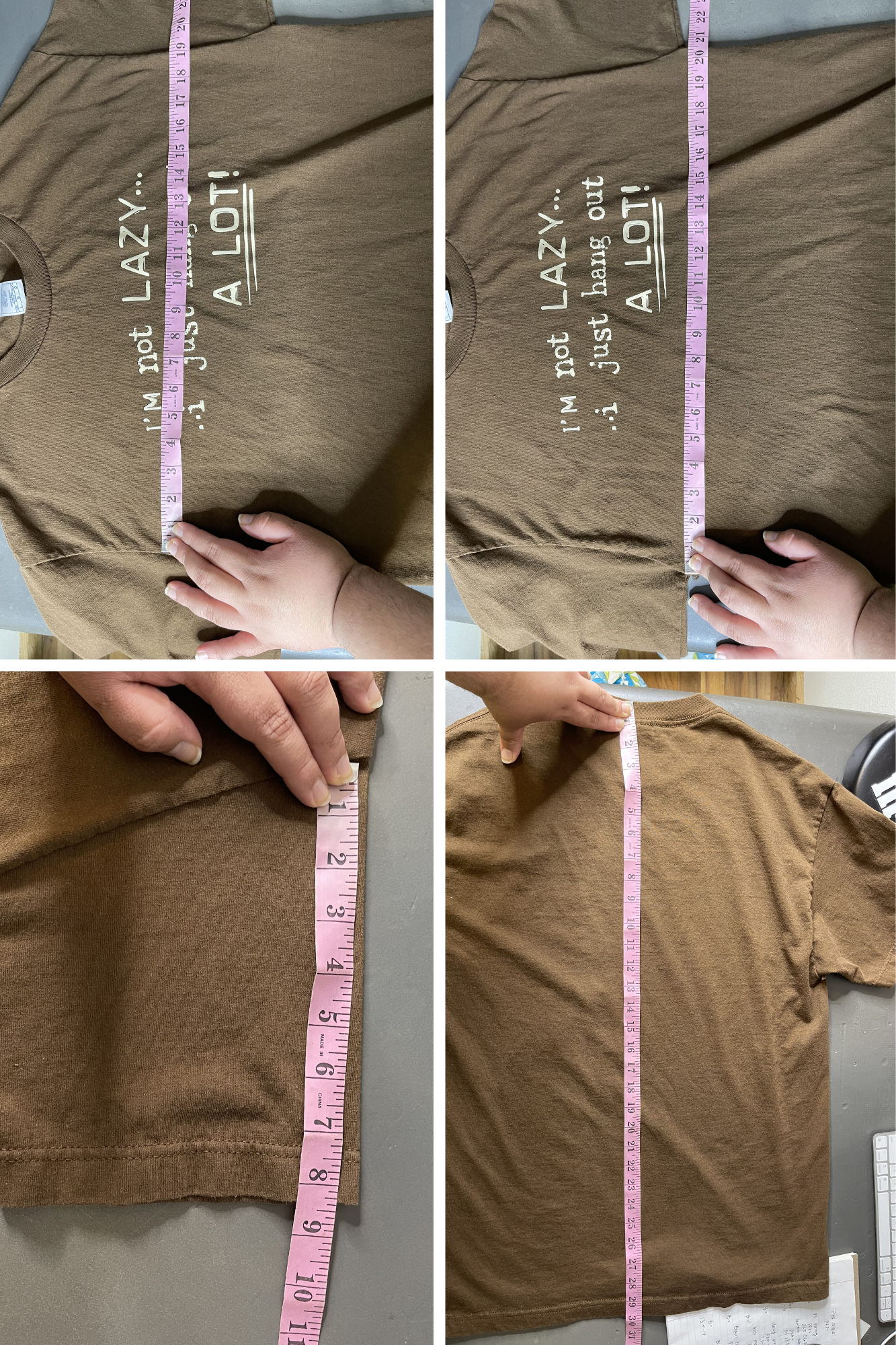 2000s "I'm not lazy" Brown Graphic Tee Sz L