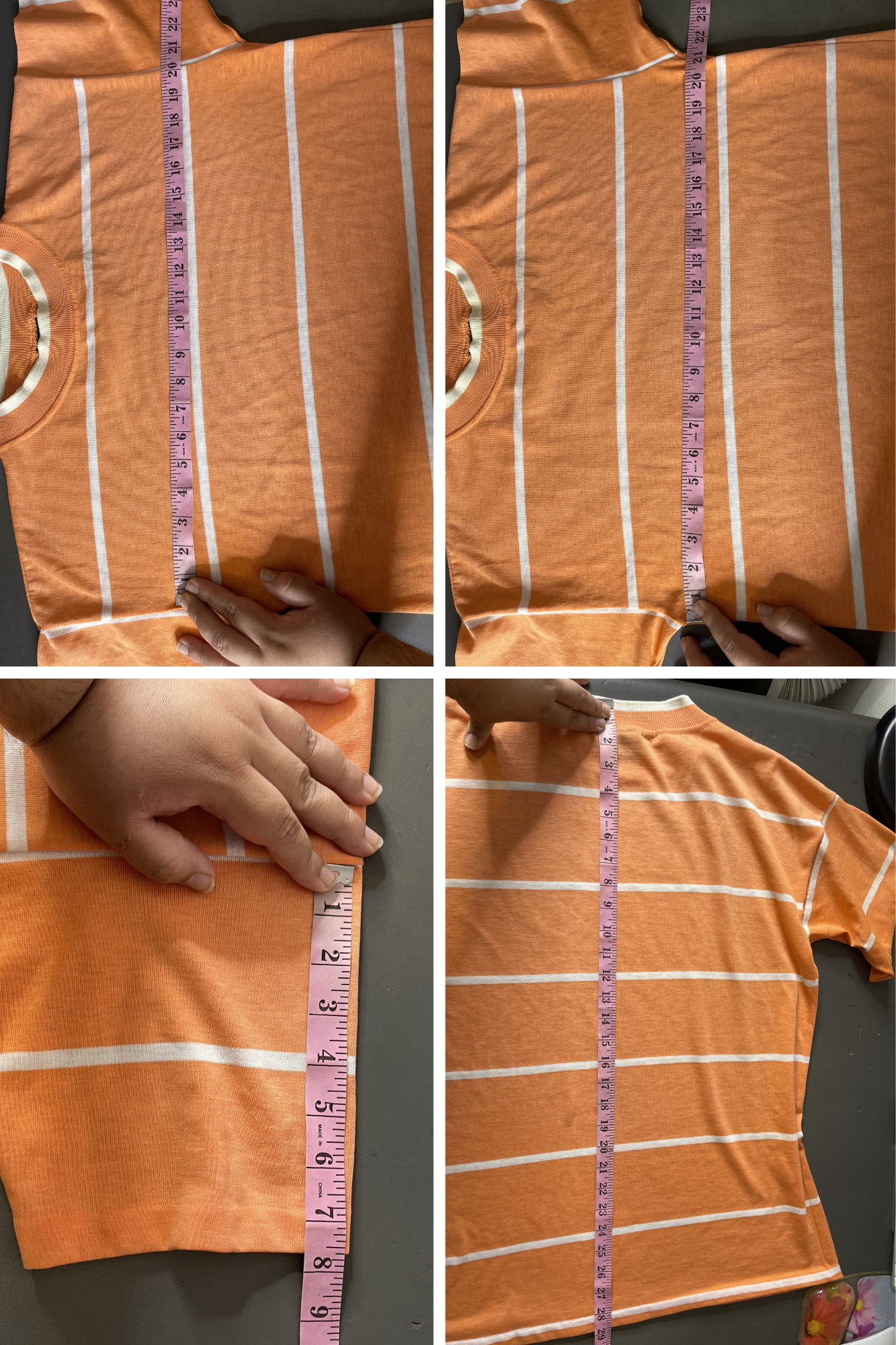 Vintage Orange & White Striped Tee Sz L