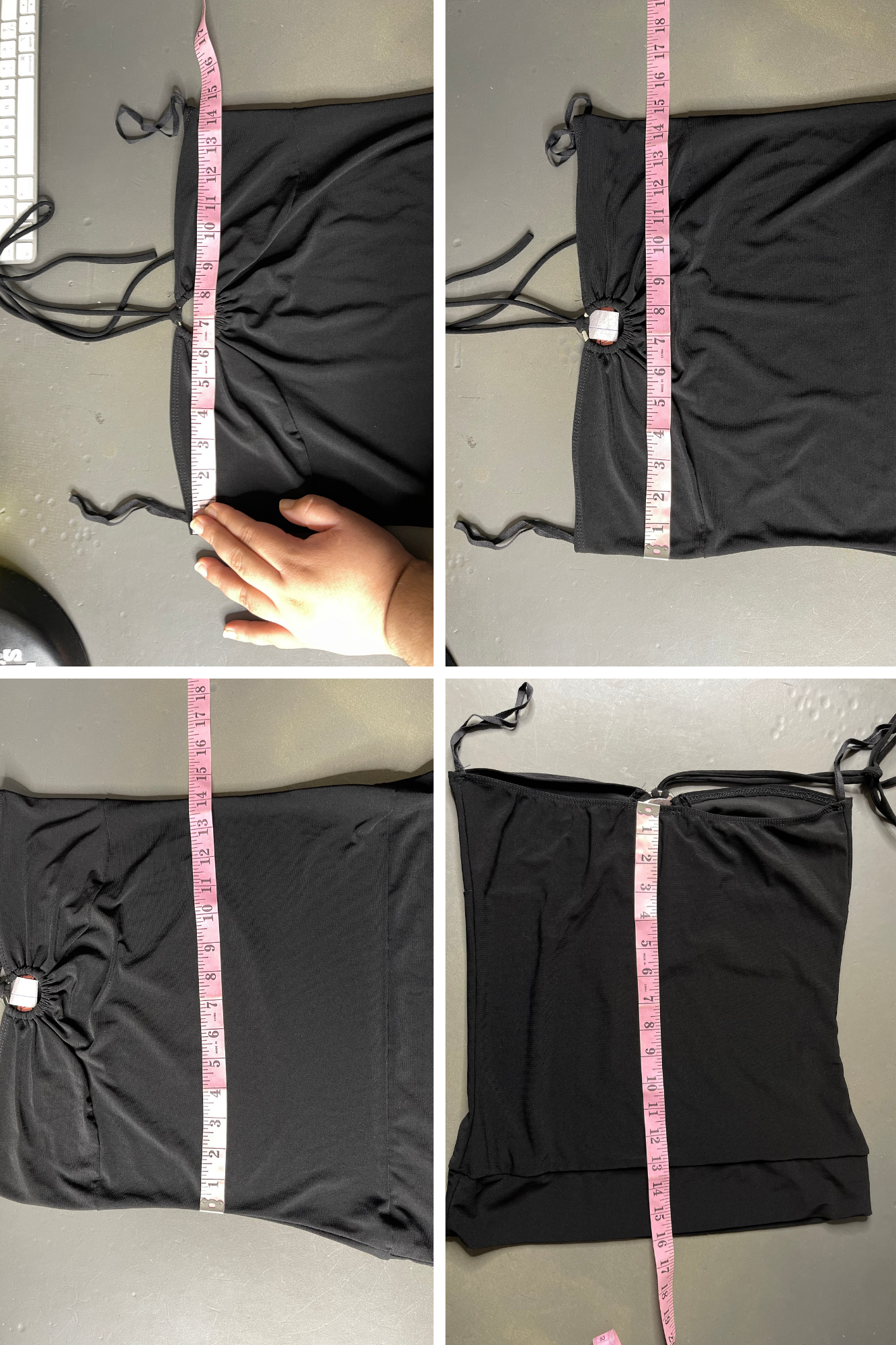 2000s Black Slinky O-Ring Halter Top Sz M/L